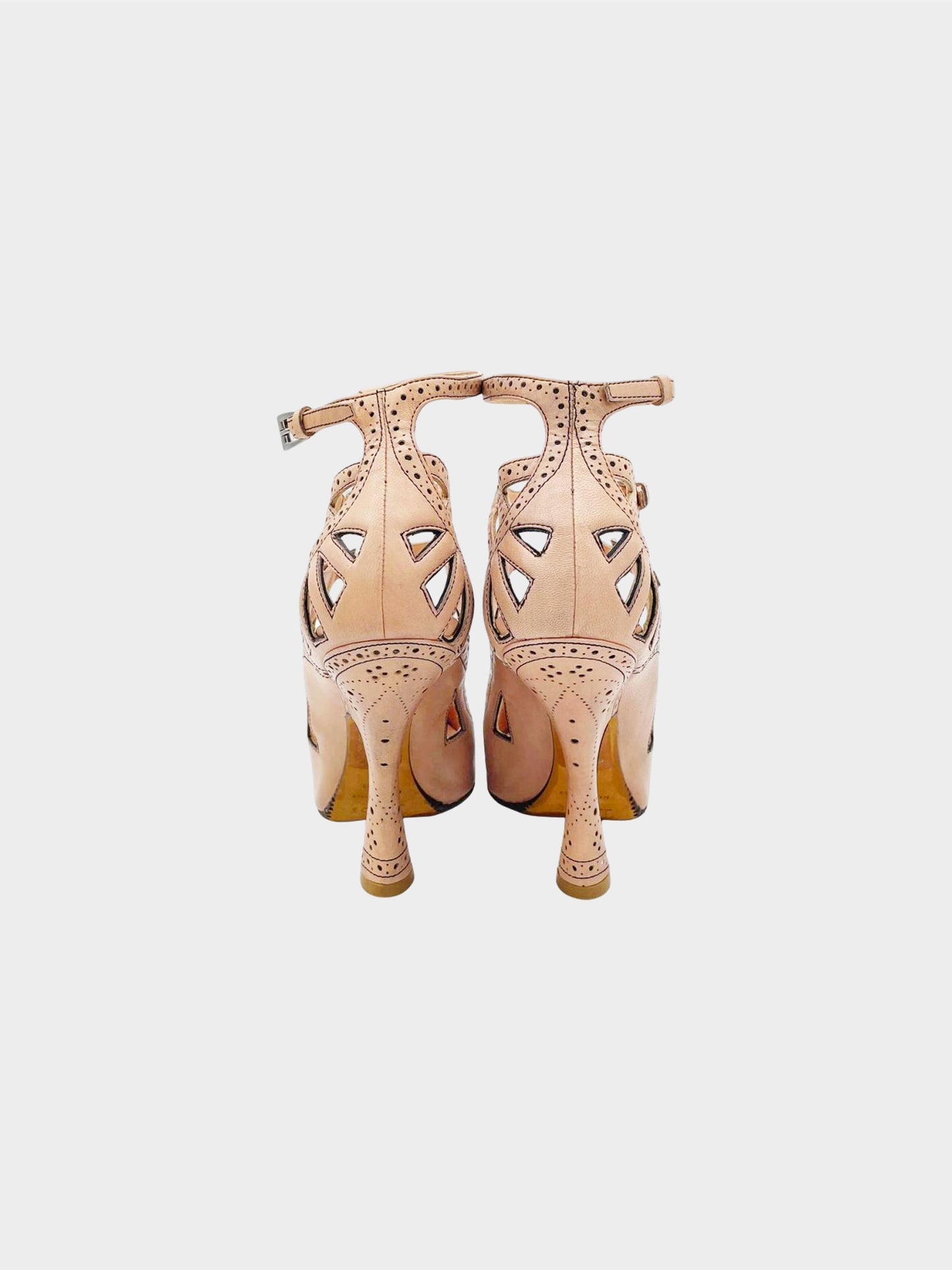Christian Dior 2000s Beige Perforated Cut-Out Leather Pumps