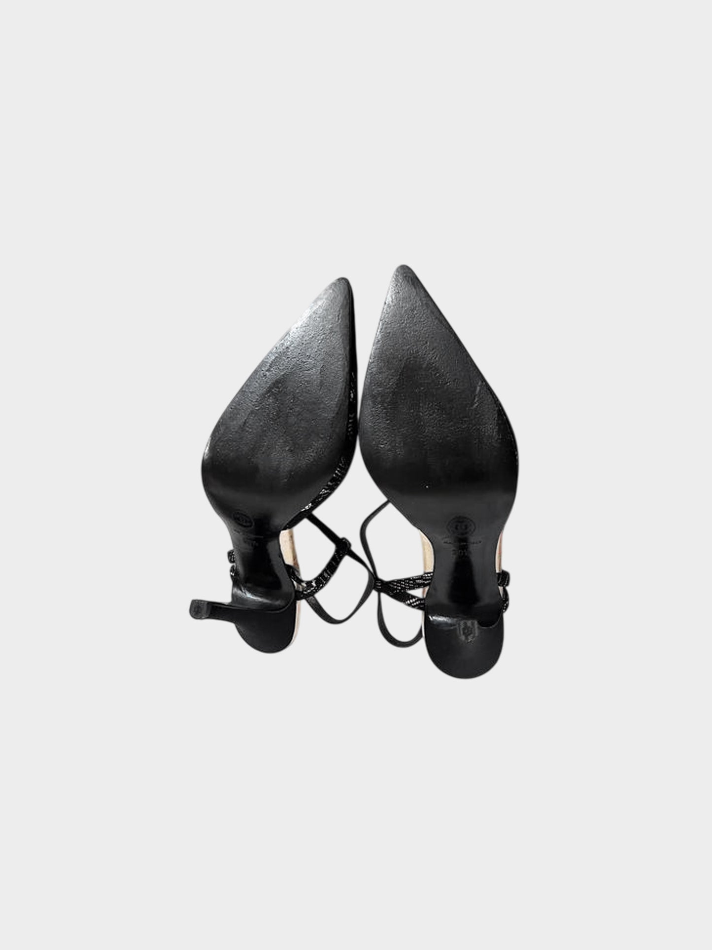 Chanel 2000s Black Lace Slingback Heels