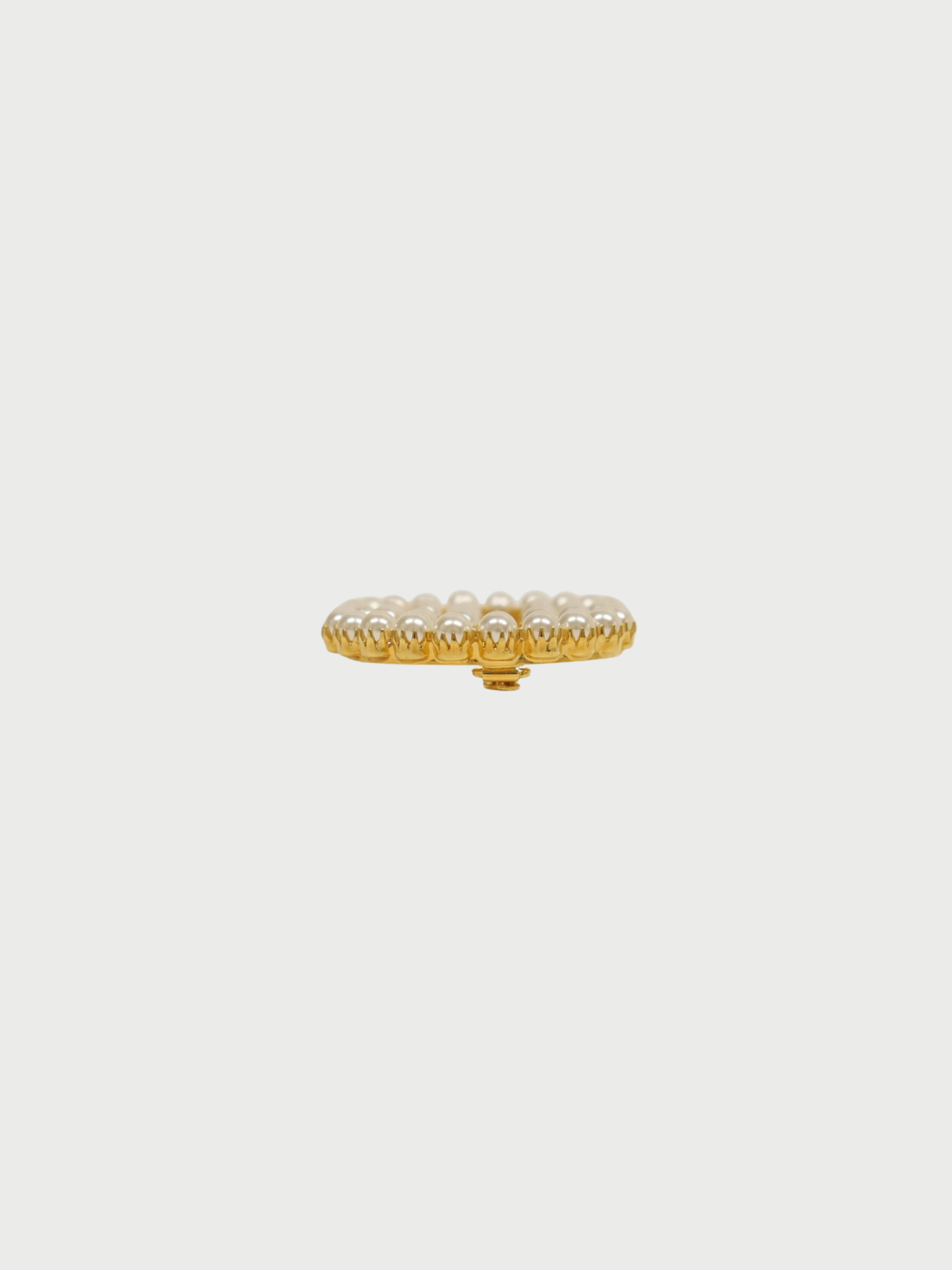 Gucci 2000s Gold Pearl Interlocking Hair Clip