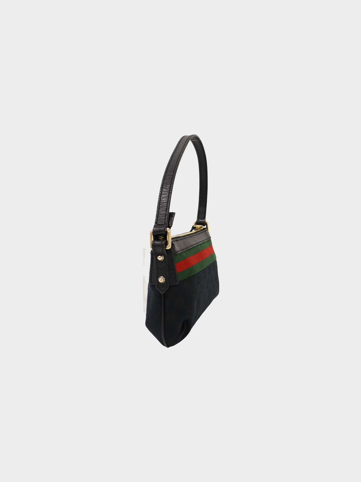 Gucci 2000s Black Sherry Line GG Canvas One-Shoulder Bag