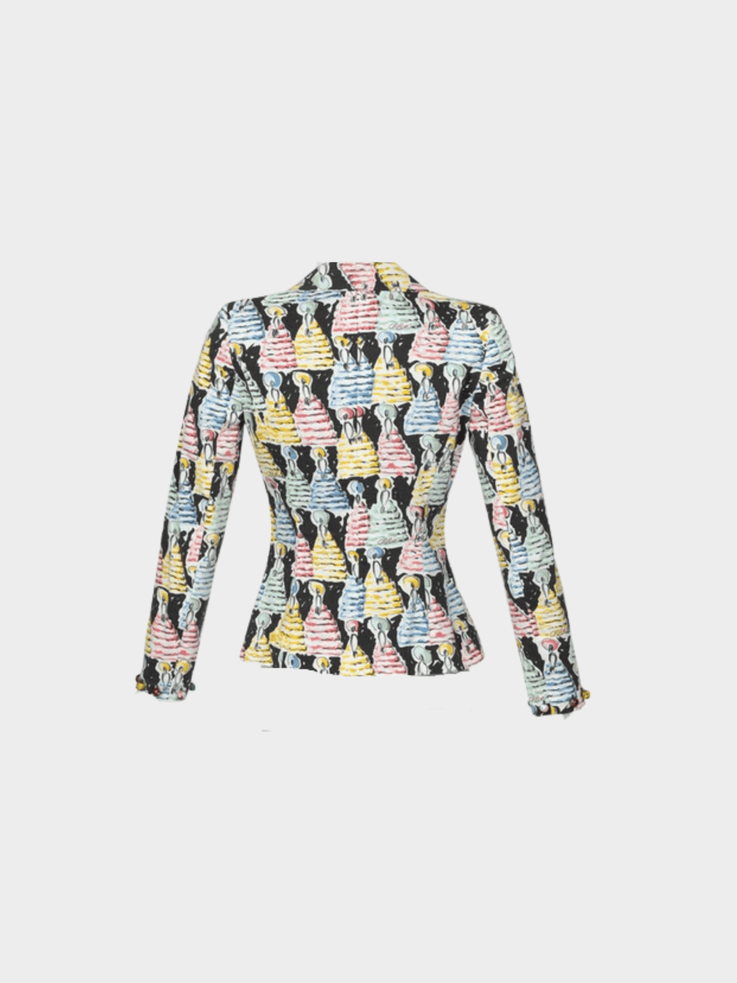 Chloe SS 1996 Multicolour Brushstroke Figural Print Painted Buttons Blazer