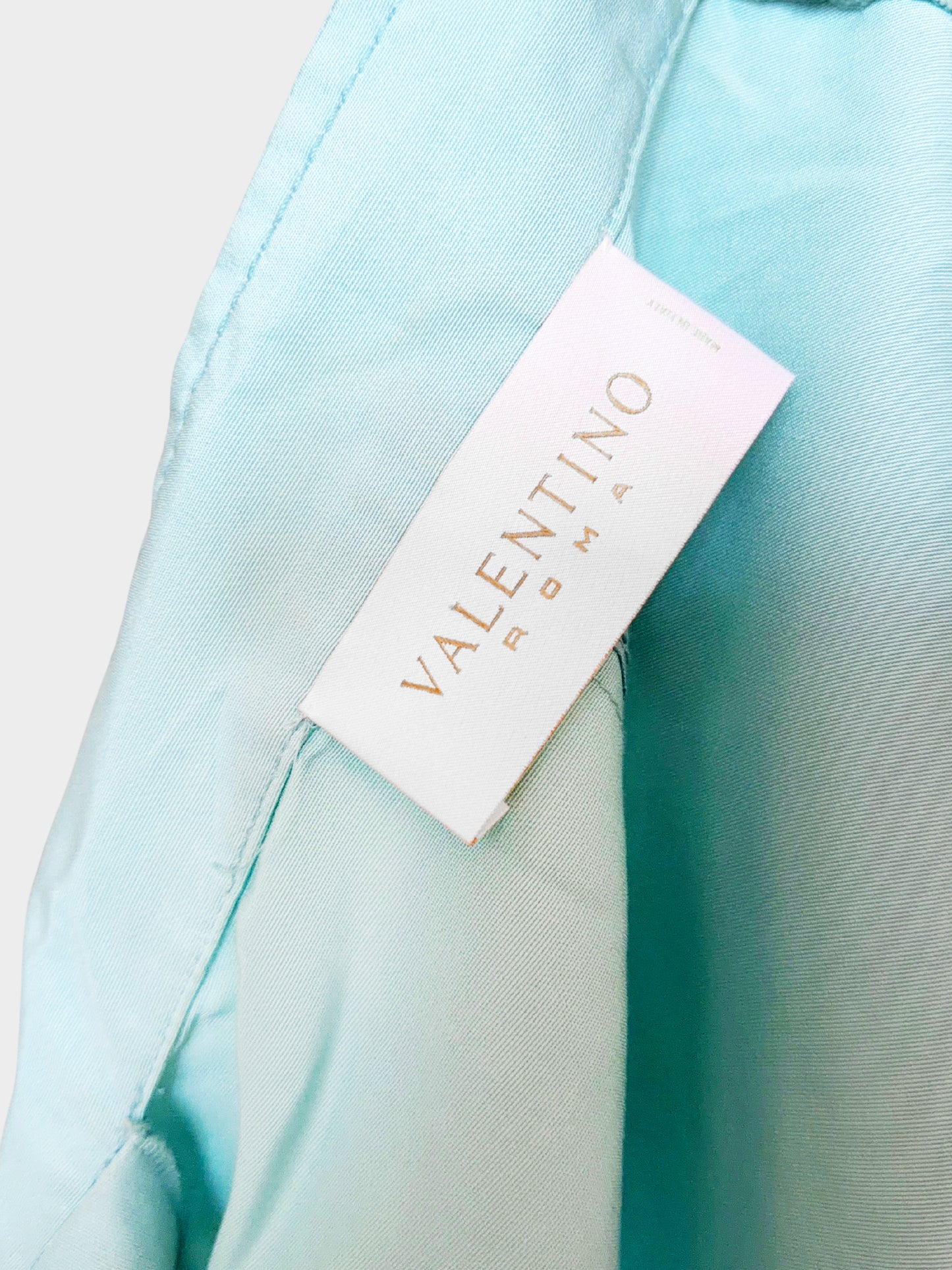 Valentino 1990s Turquoise Cotton Short Sleeve Belted Jacket