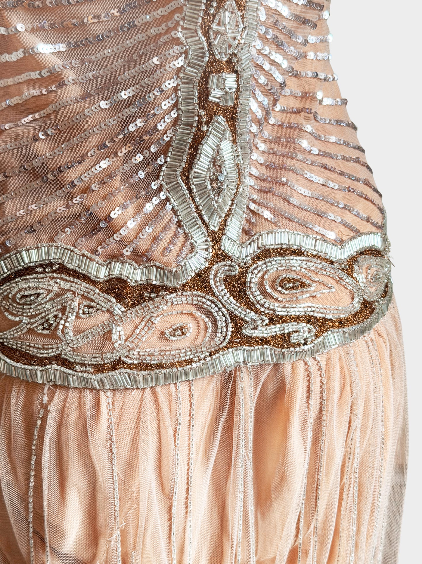 Roberto Cavalli 2000s Beige Embroidered Sequins and Rhinestone-embellished Long Dress