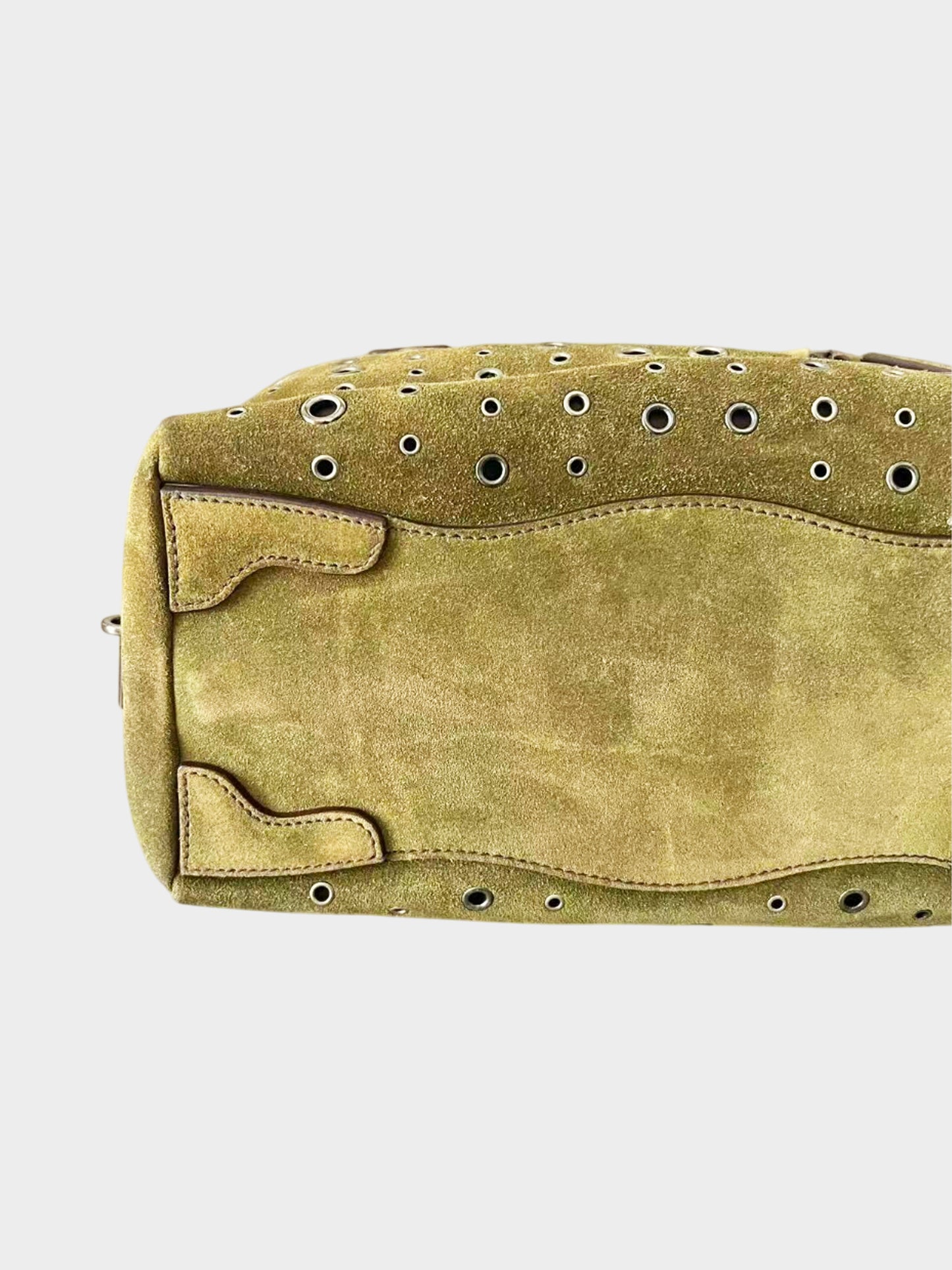 Prada 2000s Khaki Suede Grommet Bag