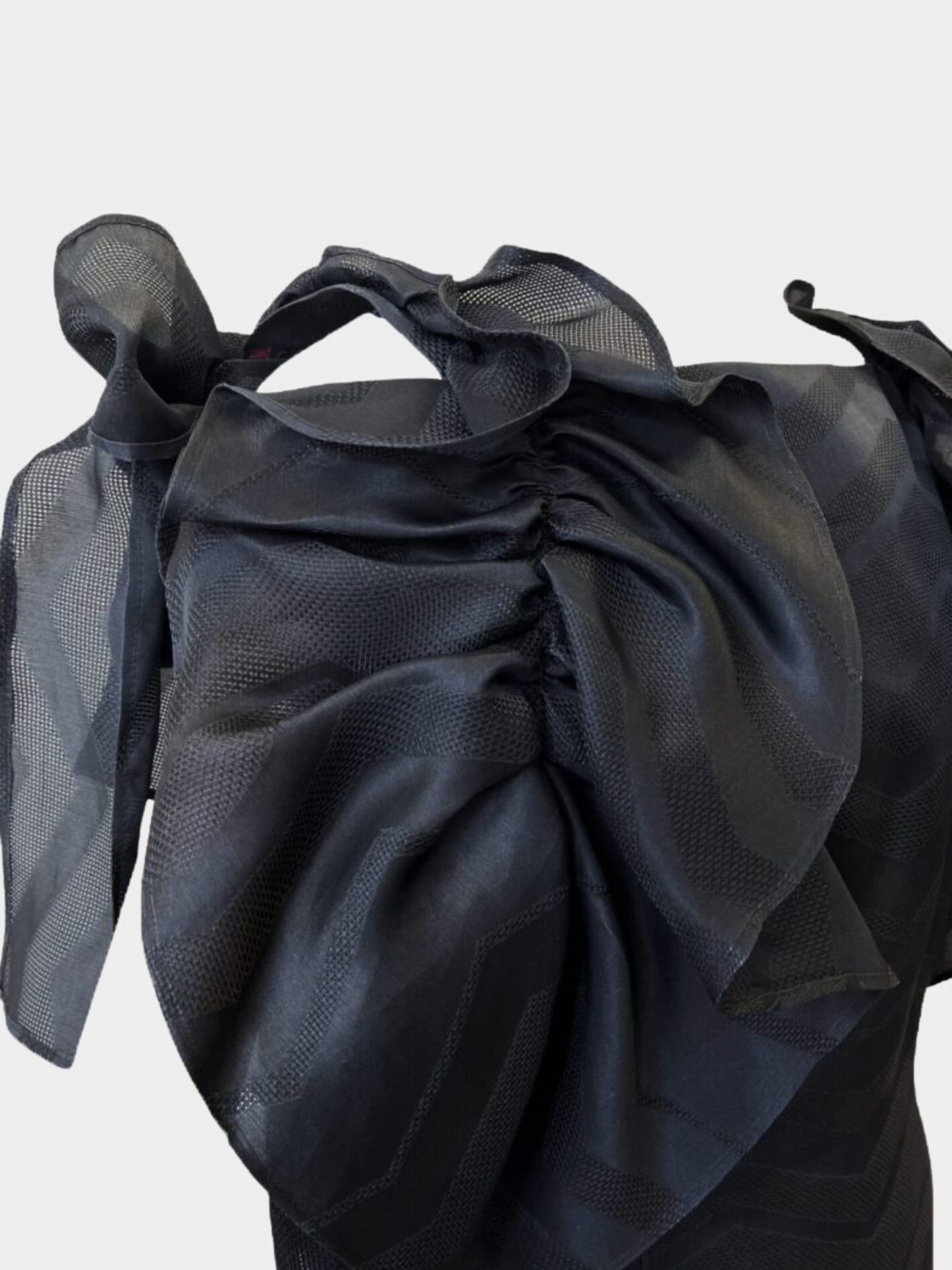 Givenchy 1980s Black Silk Chevron Ruffle Gown