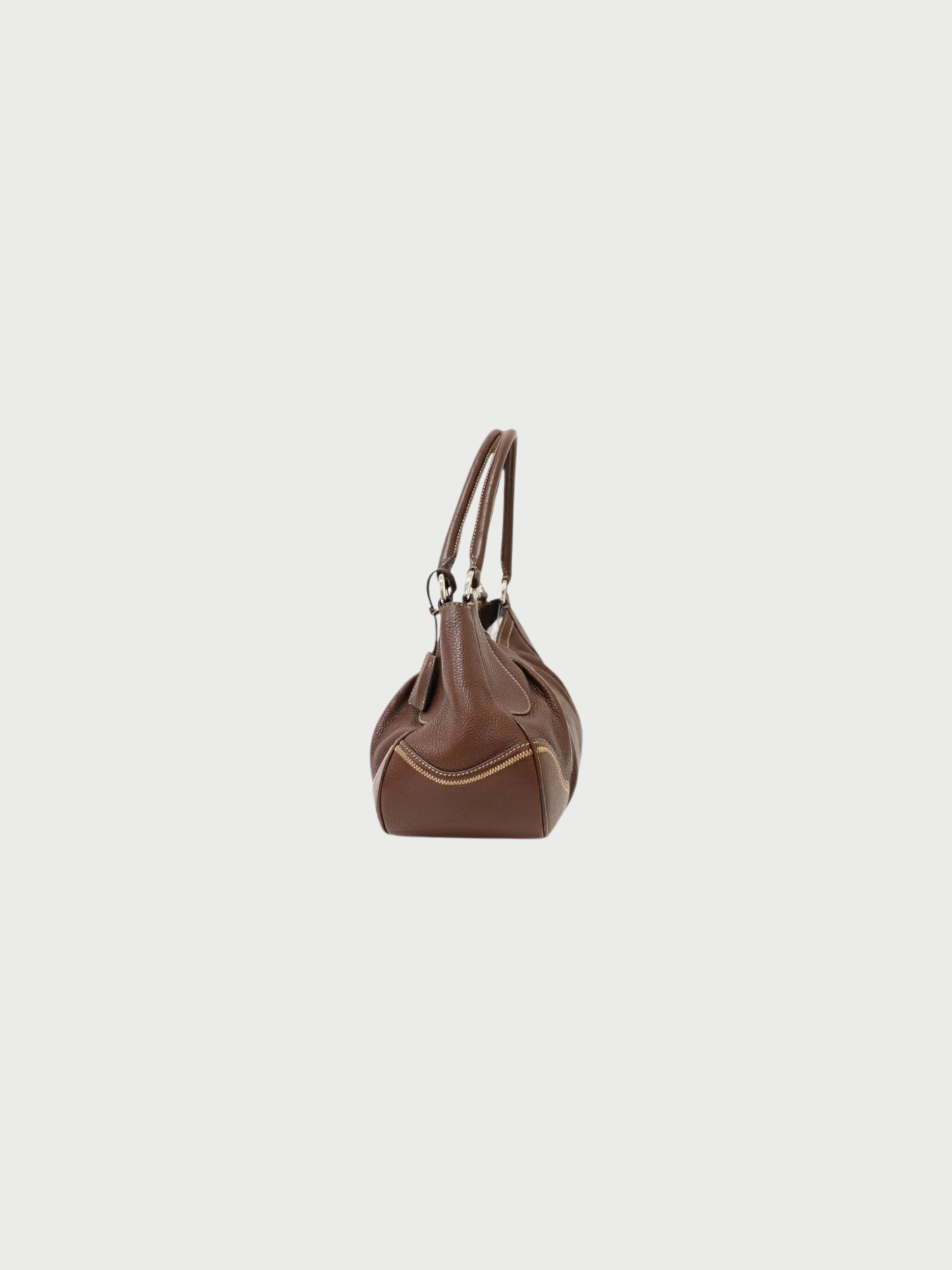 Prada 2000s Brown Leather Logo Hardware Handbag