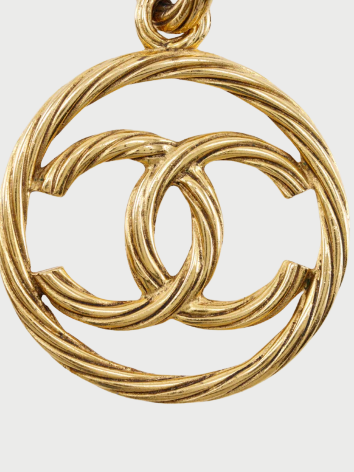 Chanel 1993 Gold Plated Metal Vintage COCO Mark Necklace