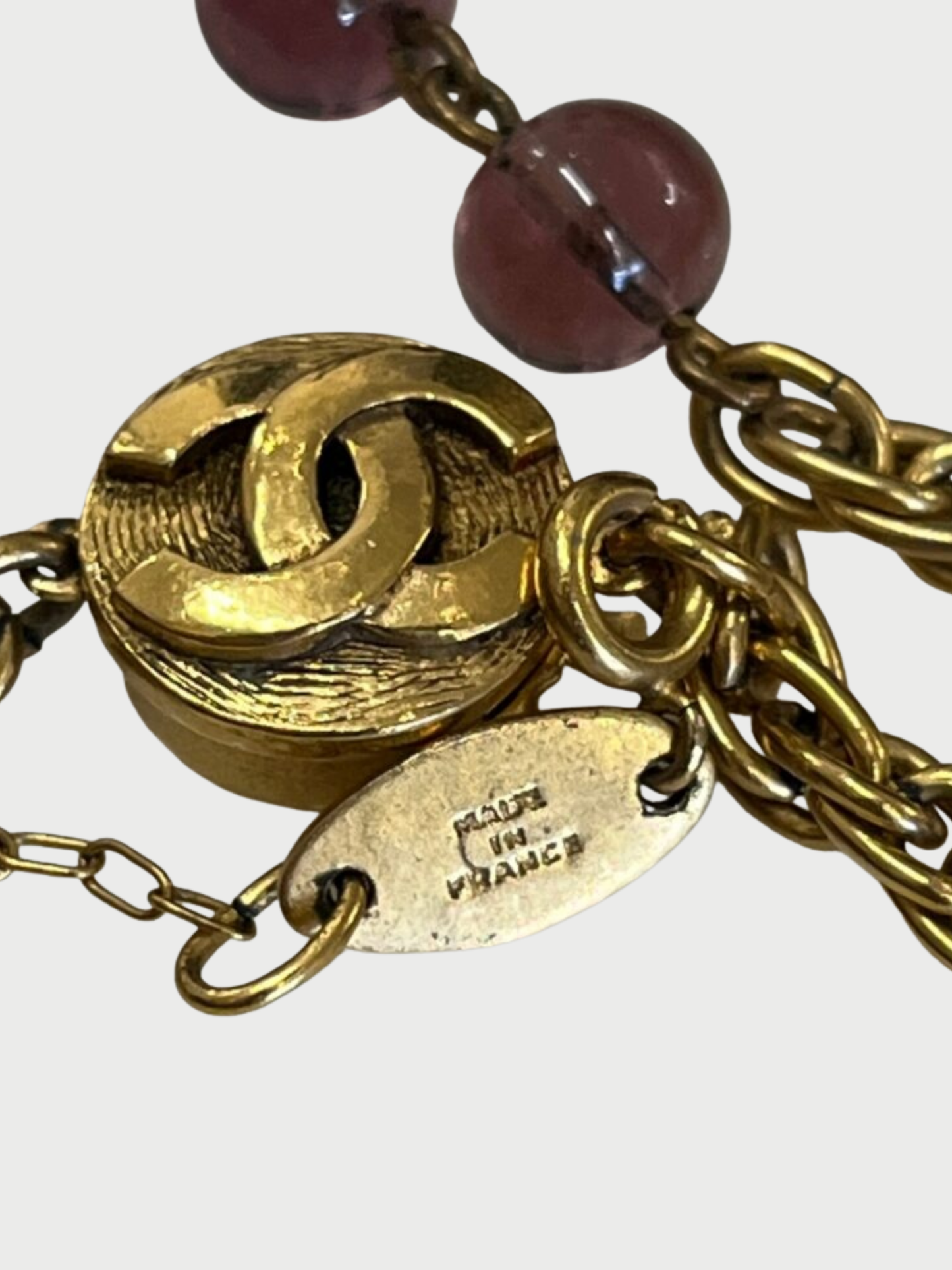 Chanel 1984 Purple Gripoix Glass Pearl Long Necklace