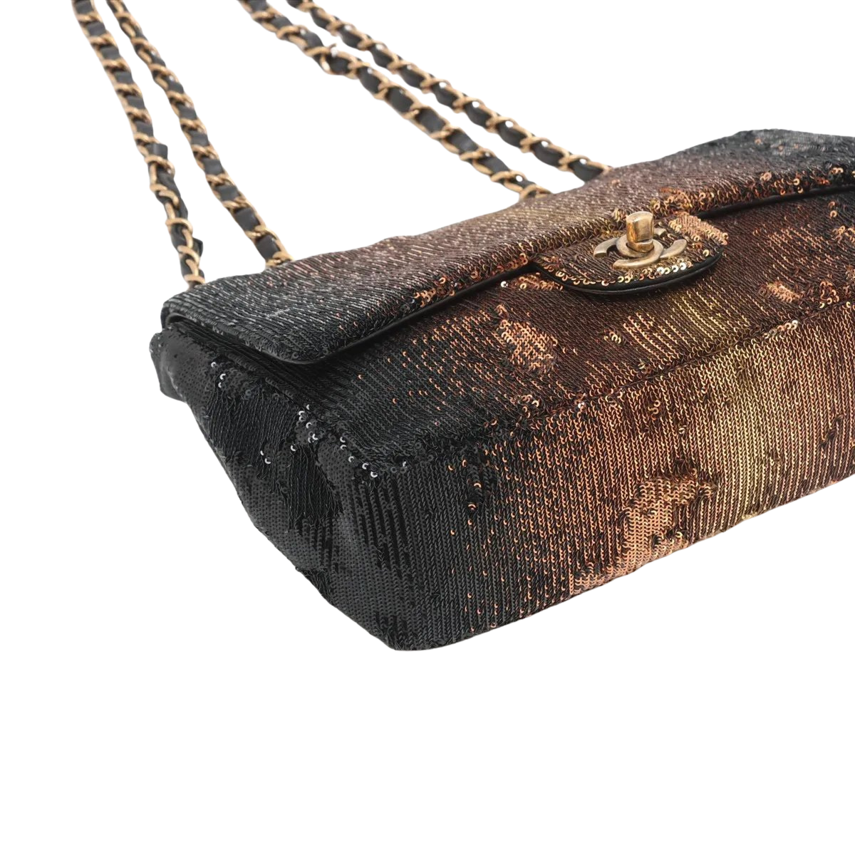 Chanel 2017-2018 Black and Brown Ombre Sequin Medium Classic Single Flap Bag
