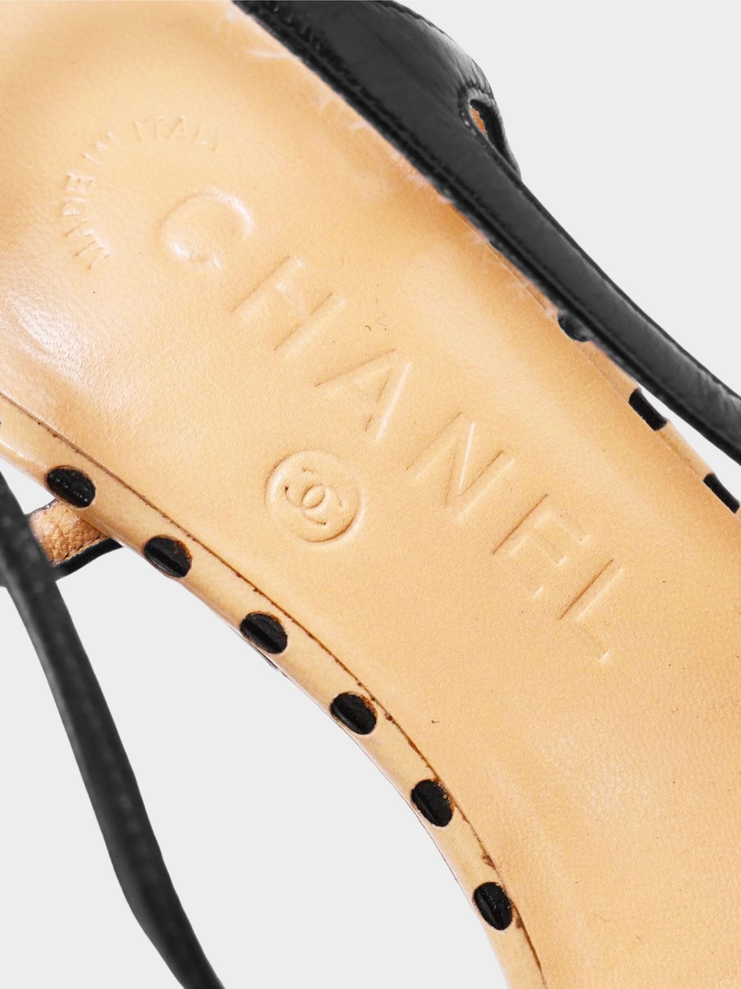 Chanel 2004 Black Pointed Toe Slingback Leather Heels