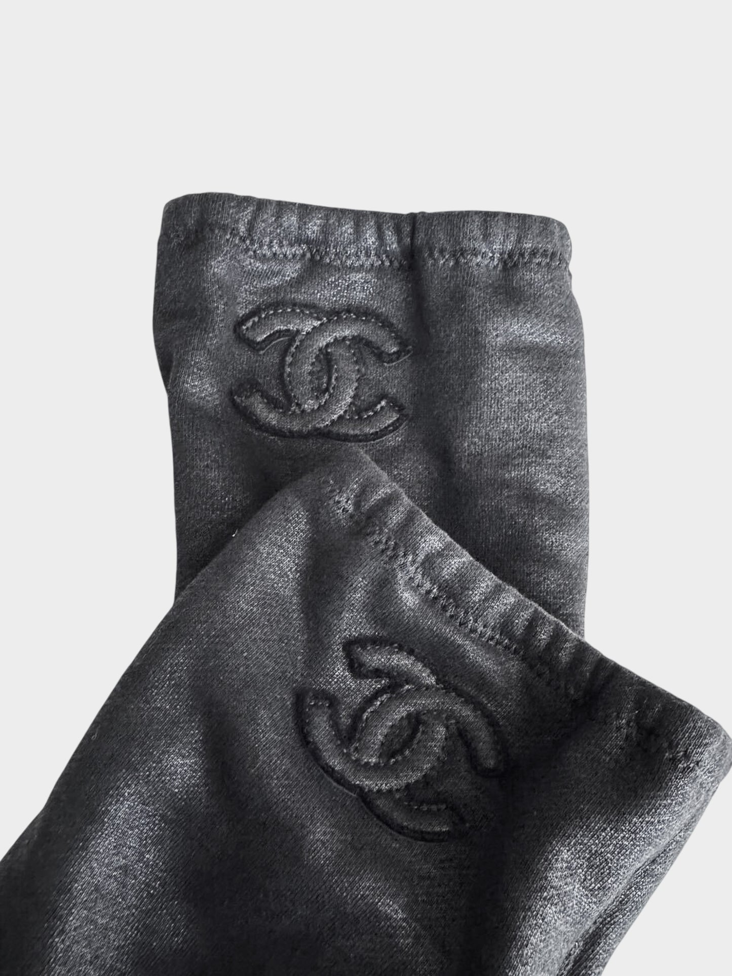 Chanel Resort 2008 Black Waxed Cotton Peep-toe Boots