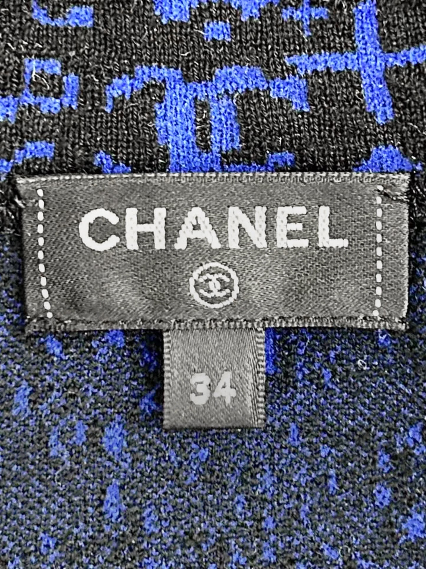 Chanel FW 2021 Black and Blue Coco Neige Knitted Zip-up Jacket