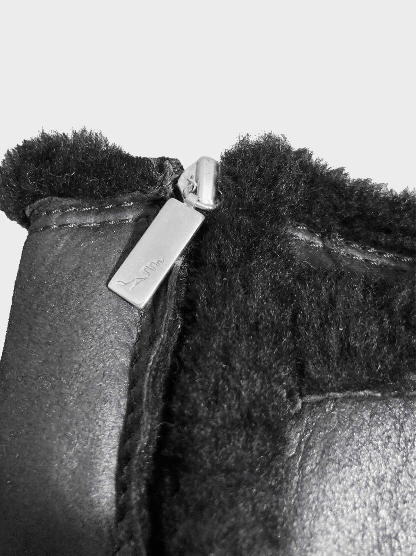 René Caovilla 2000s Black Leather and Fur Trim Long Boots