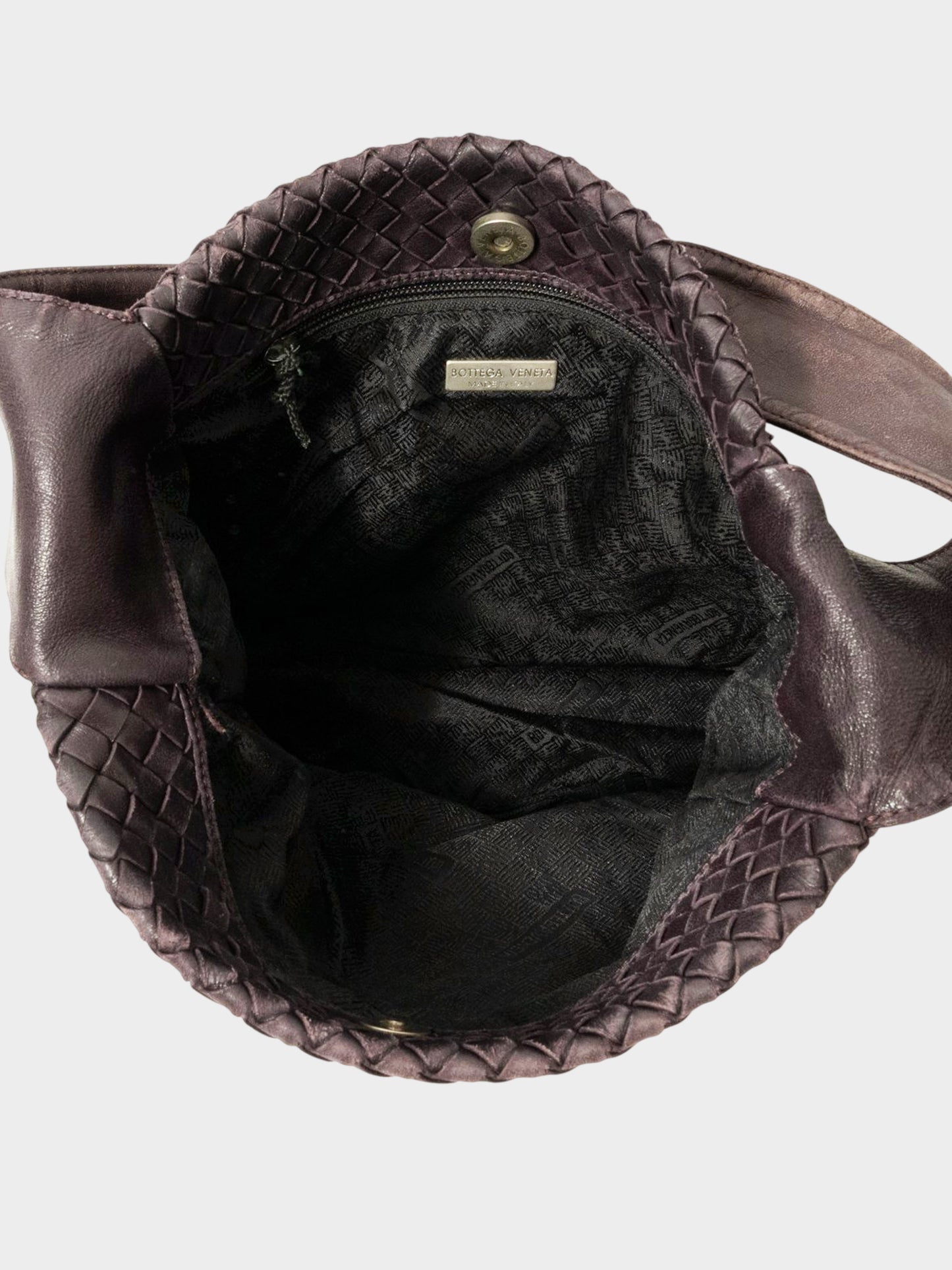 Bottega Veneta 2000s Dark Brown Intrecciato Leather Hobo Bag