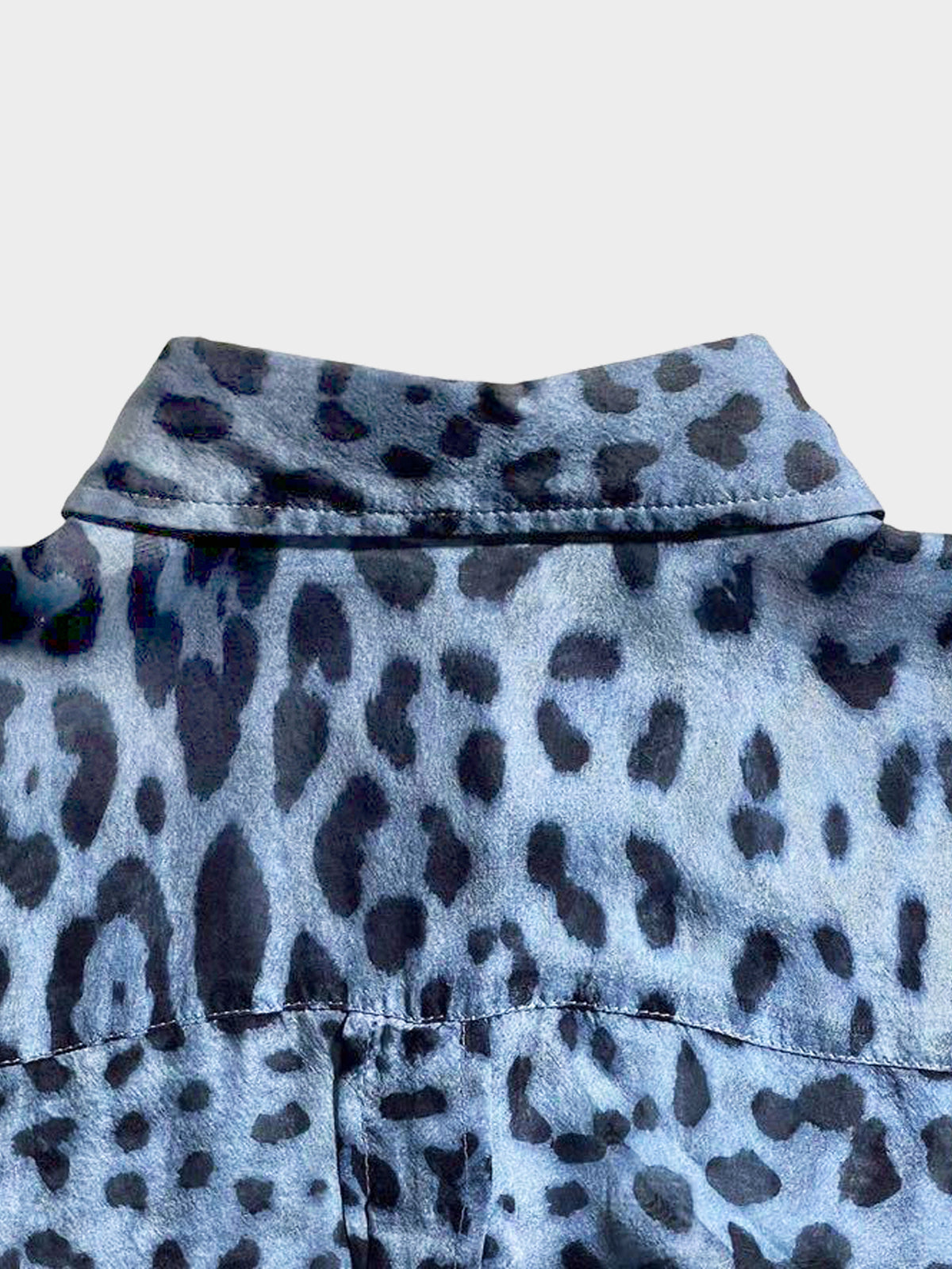 Dolce and Gabbana 2010s Blue Leopard Print Silk Shirt