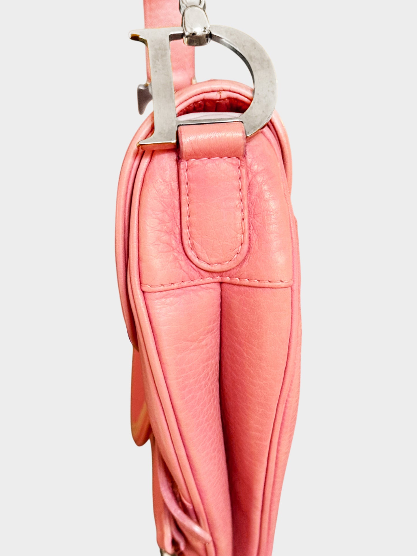 Christian Dior 2005 Pink Calfskin Leather Saddle Bag