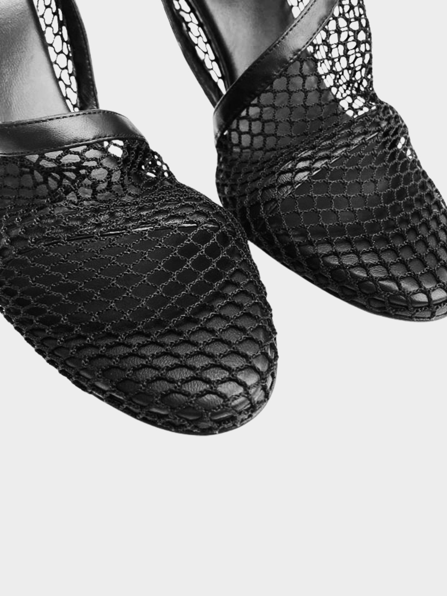Bottega Veneta Late 2010s Black Mesh Pumps with Gold Chain