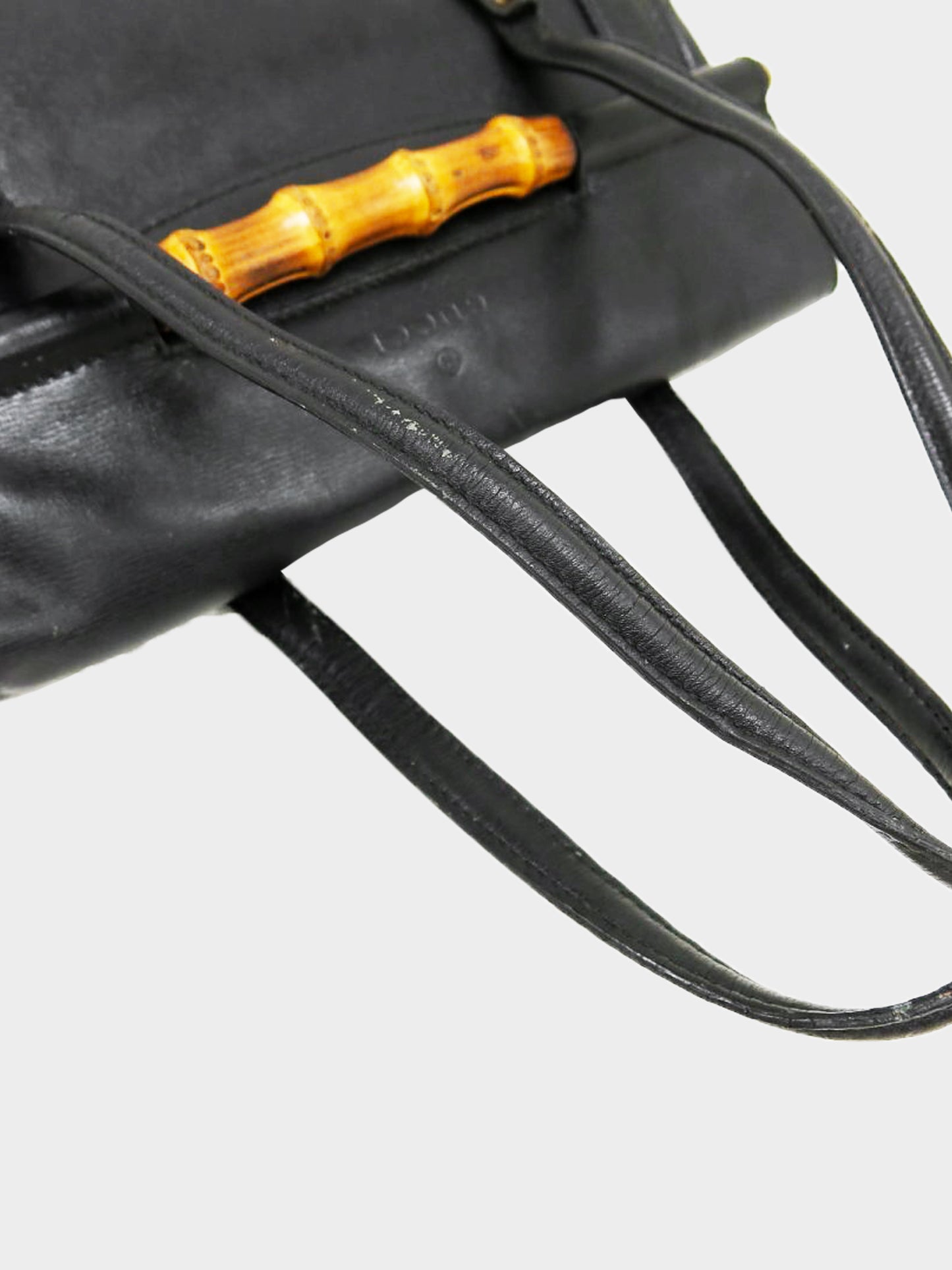 Gucci 2000s Black Leather Bamboo Bullet Top Handle Bag