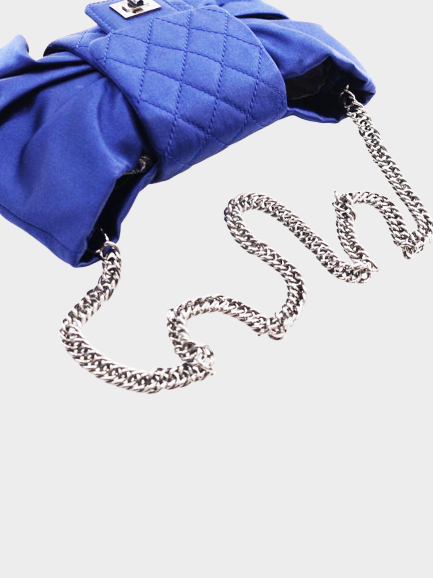 Chanel 2008-2009 Blue Satin Evening Bow Bag