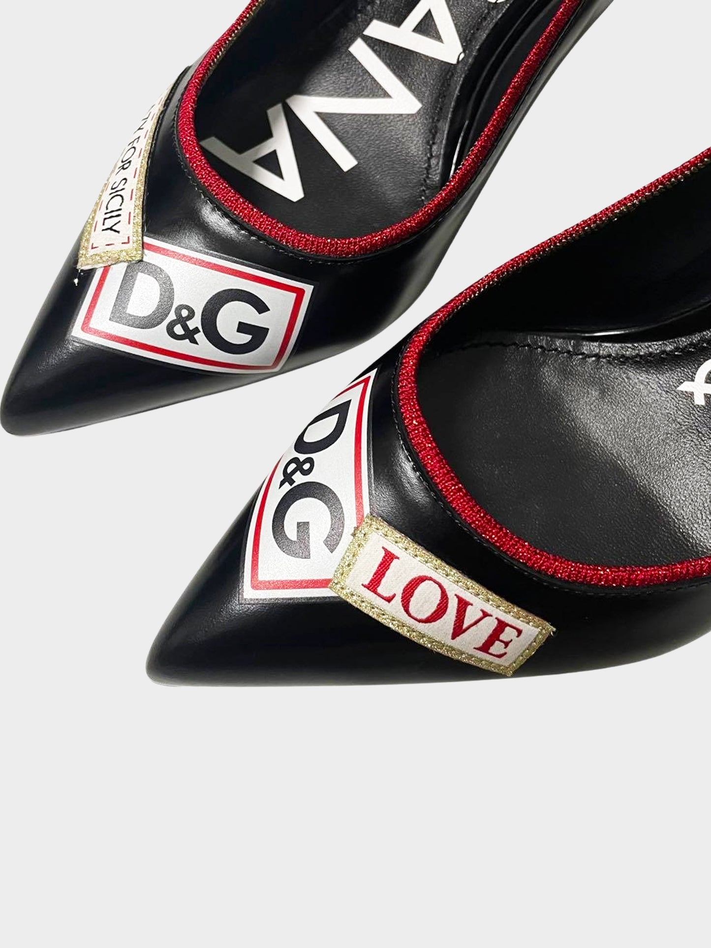 Dolce and Gabbana 2020s Black Leather L'amore e Bellezza Pumps