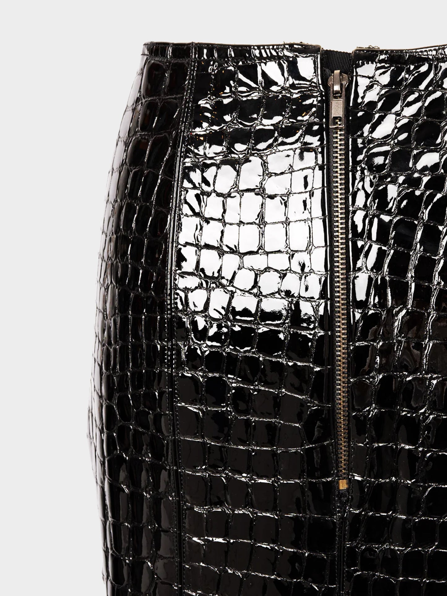 Azzedine Alaïa 2011 Black Crocodile-embossed Leather Skirt