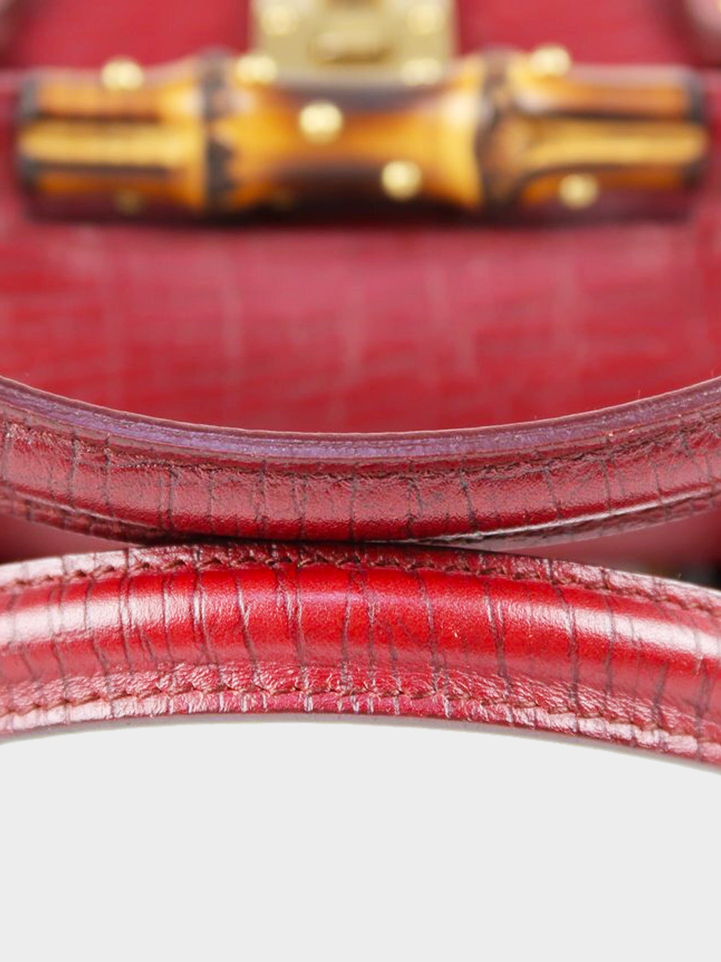 Gucci Early 2000s Red Leather Bamboo Bullet Mini Bag
