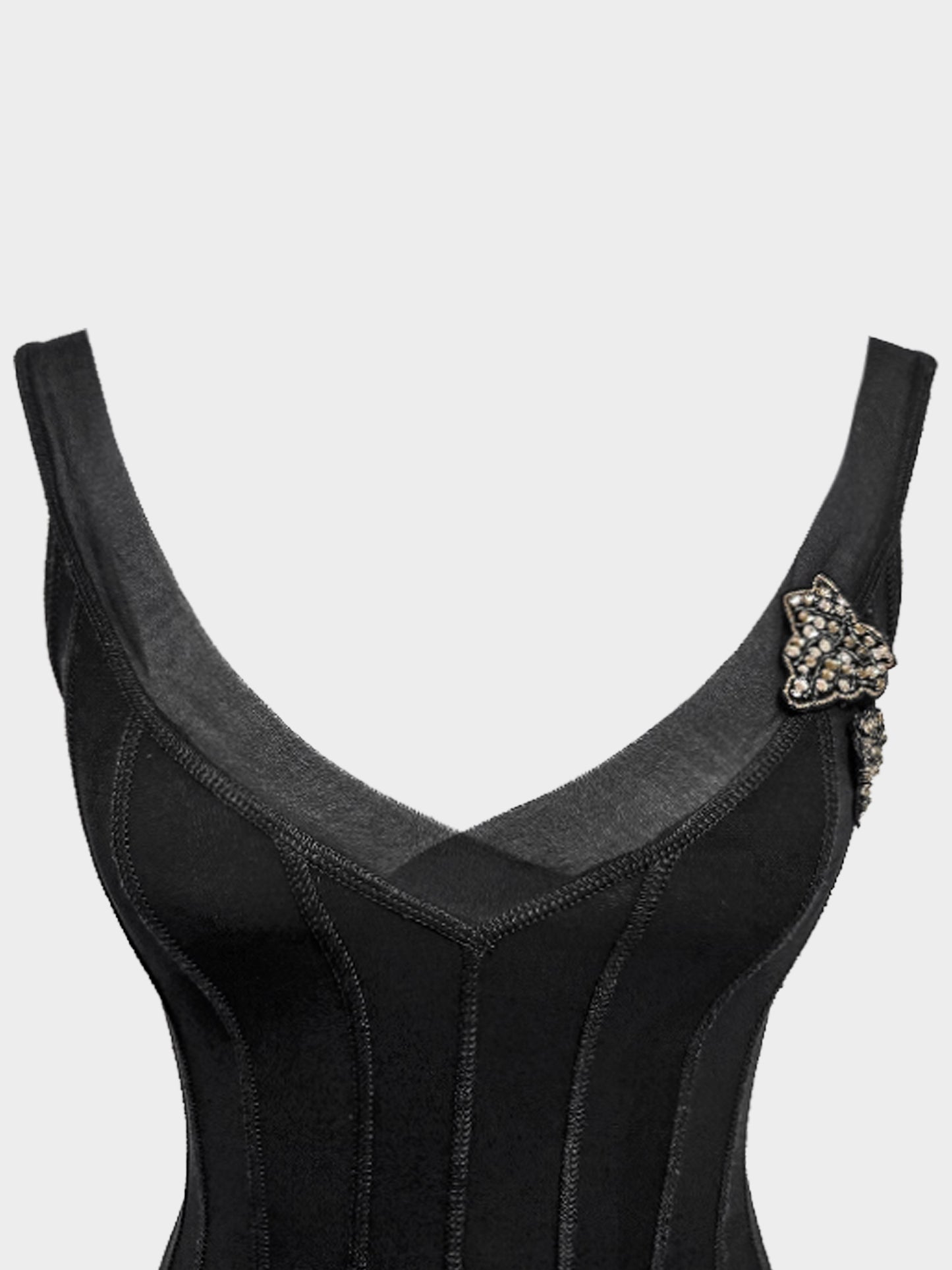 Blumarine 2000s Black Fitted Mermaid Style Sleveless Dress