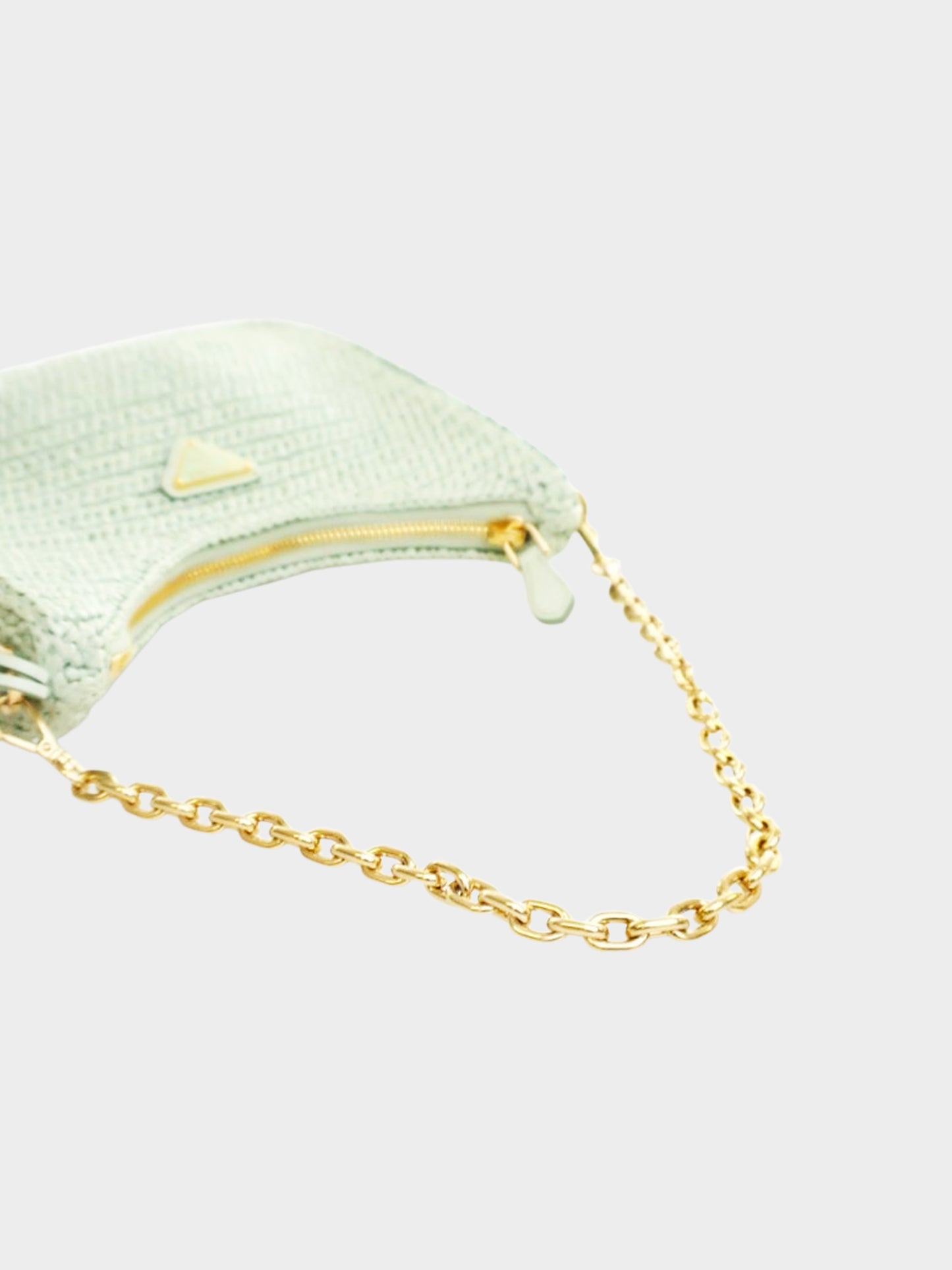 Prada 2010s Mint Green Raffia Crochet Re-Edition  Shoulder Bag
