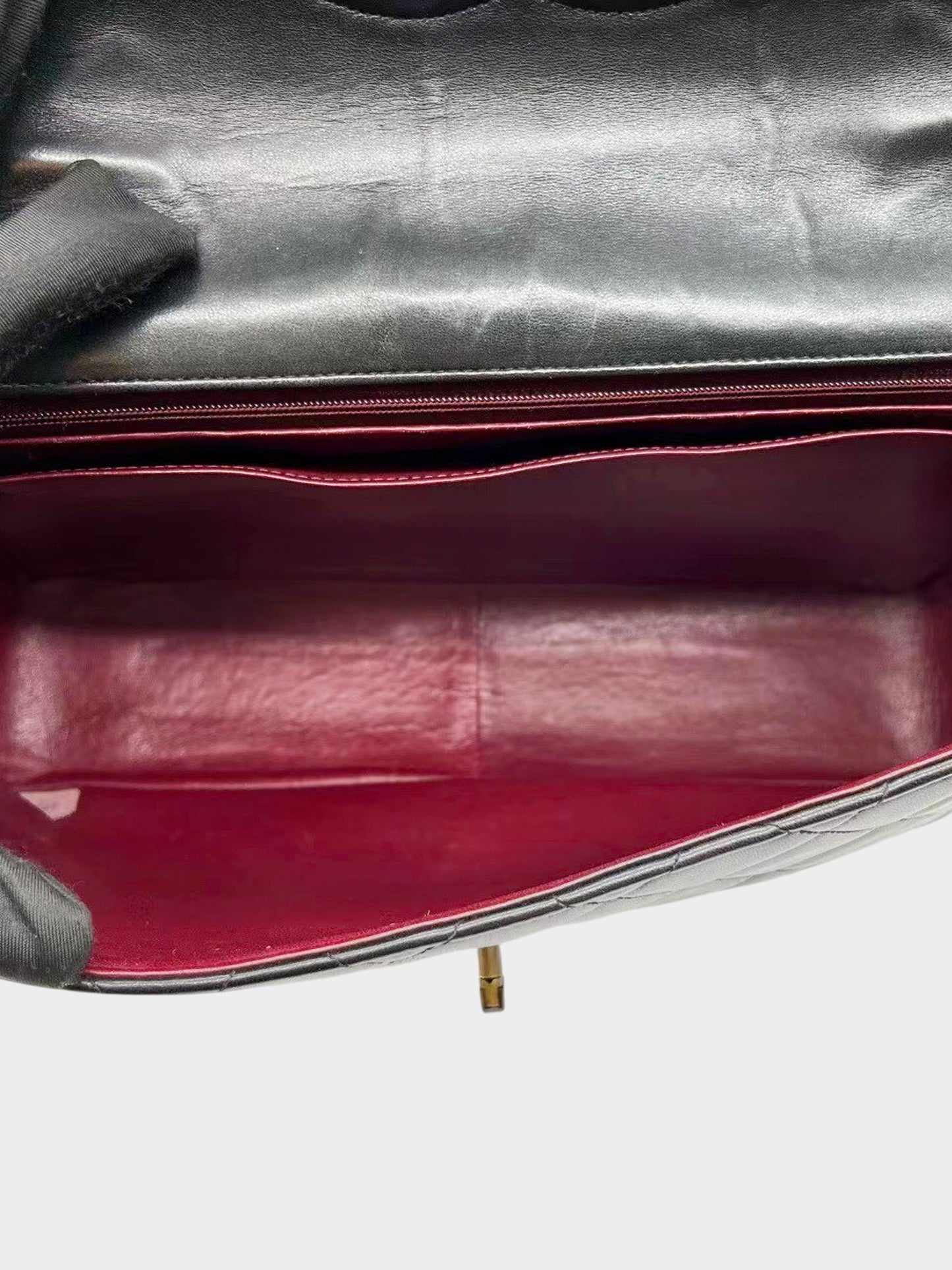 Chanel 1994 Vintage Black Lambskin Tortoise Jumbo Classic Flap Bag