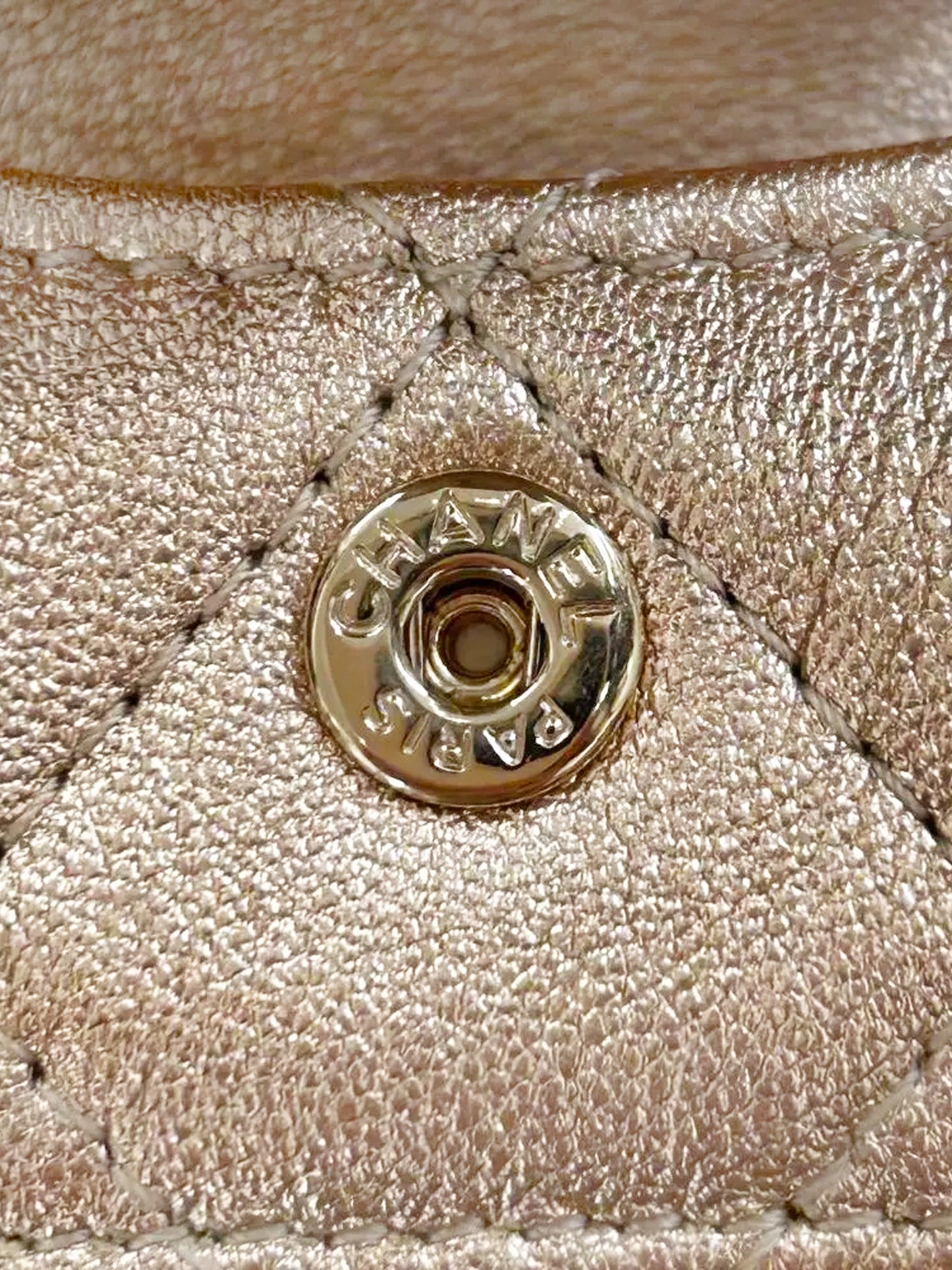 Chanel 2024 Metallic Champagne Gold VIP Clip-on coin Purse and Airpods Holder