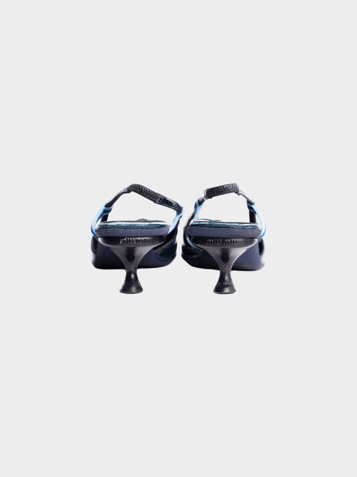 Miu Miu SS 2000 Rare Blue "Distressed Leather" Bow Heels