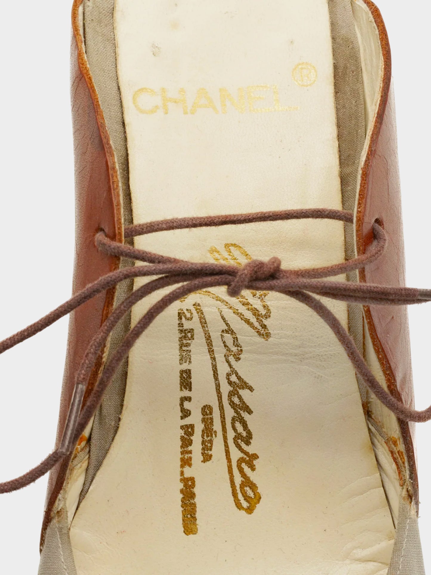 Chanel by Karl Lagerfeld SS 1999 Two-tone Leather and Satin Massaro Heels