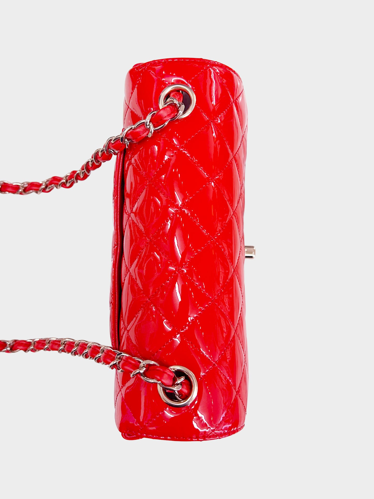 Chanel 2019 Red Patent Leather Classic Mini Flap Bag