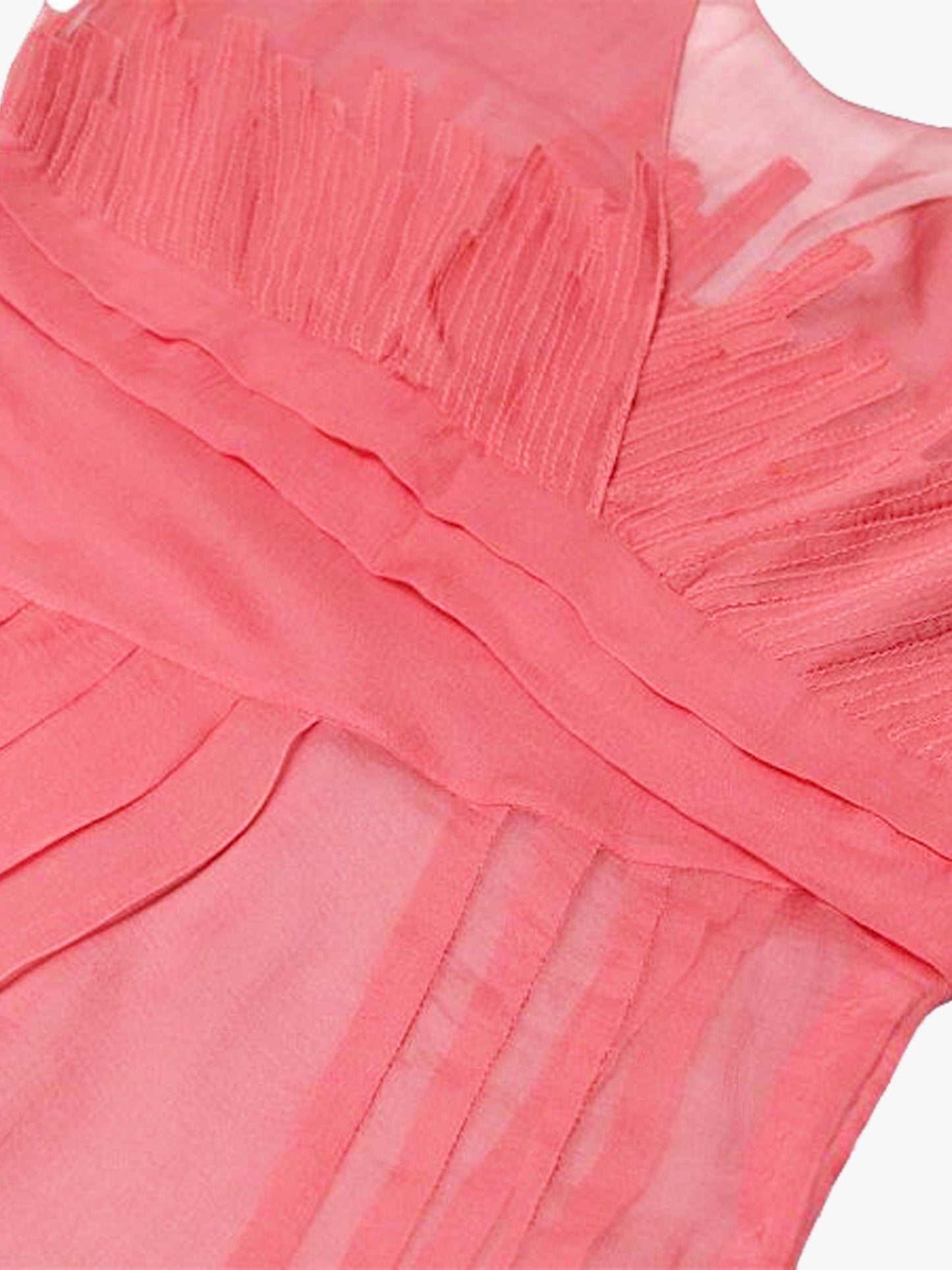 Christian Dior 1990s Pink Chiffon Pleated Sheer Blouse