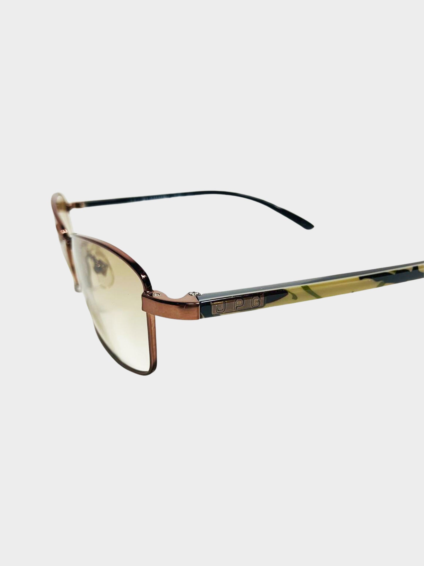 Jean Paul Gaultier 2000s Copper and Camouflage Rectangle Sunglasses