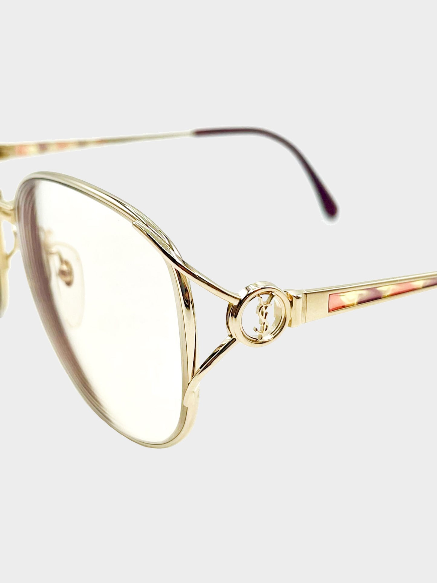 Yves Saint Laurent 2000s Vintage Gold Metal 30-4656 Round Eyeglasses