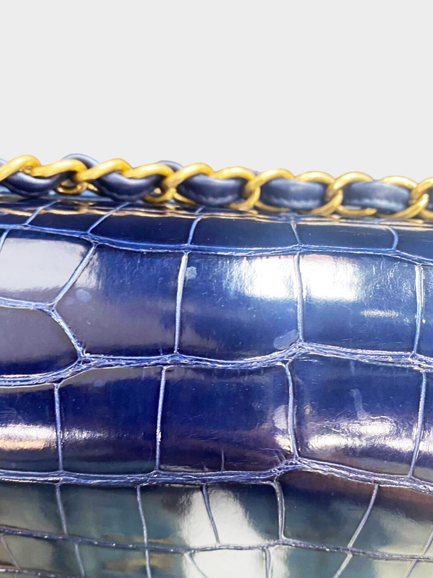 Chanel 2016 Royal Blue Alligator Jumbo Classic Double Flap Bag