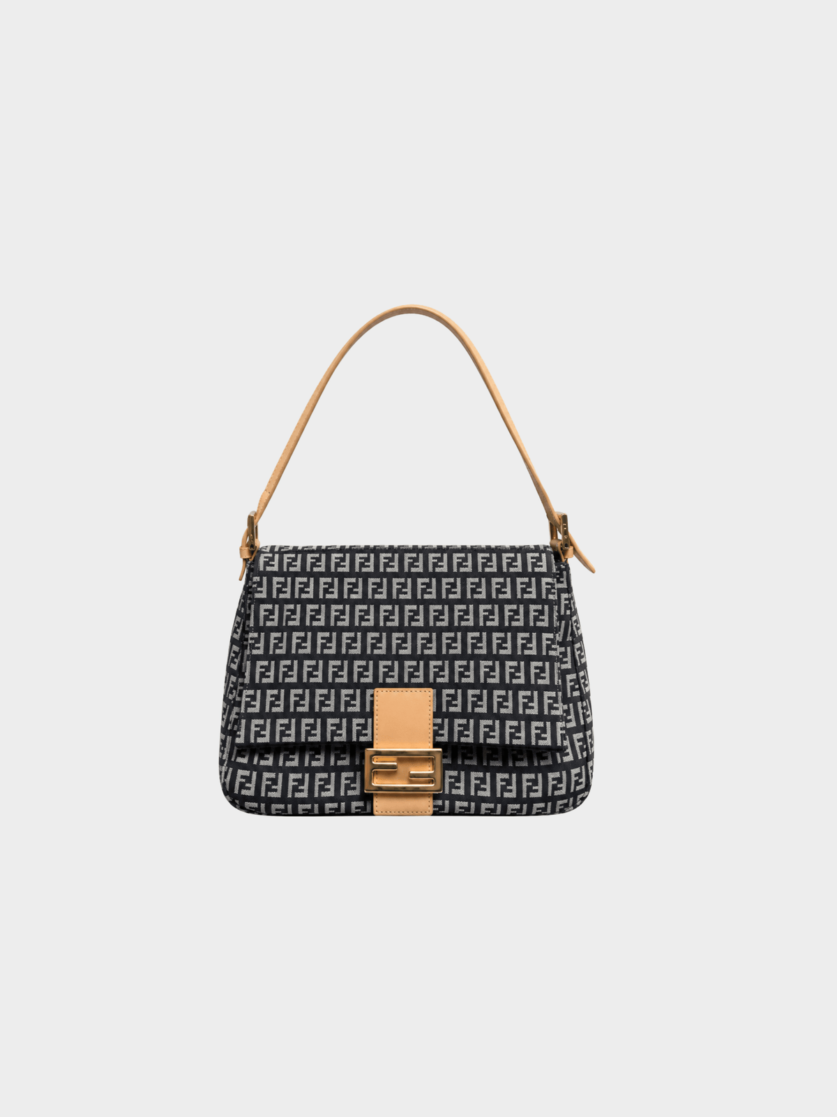 Fendi 2000s Black Zucca Canvas Mamma Baguette Bag