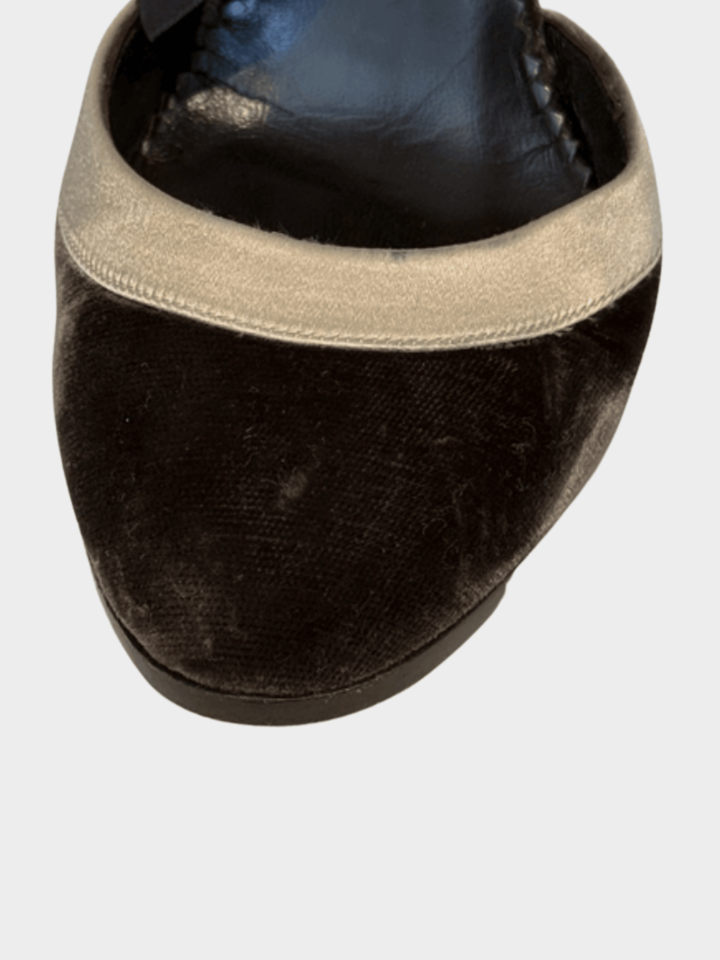 Chanel 2000s Dark Brown and Cream Velvet Satin Ankle Tie Heels