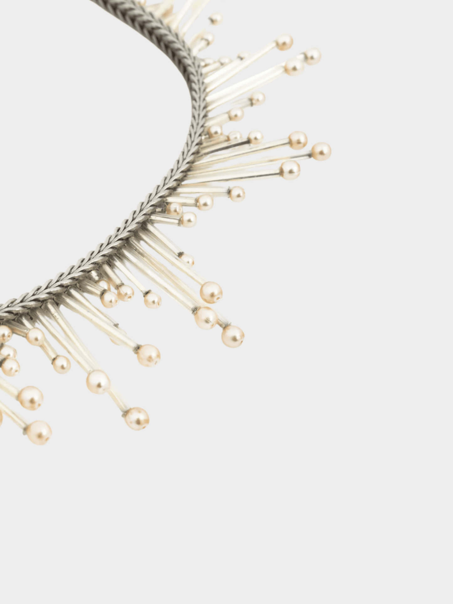 Chanel SS 1998 Silver-Tone Faux-Pearl-Embellished Chain Choker Necklace