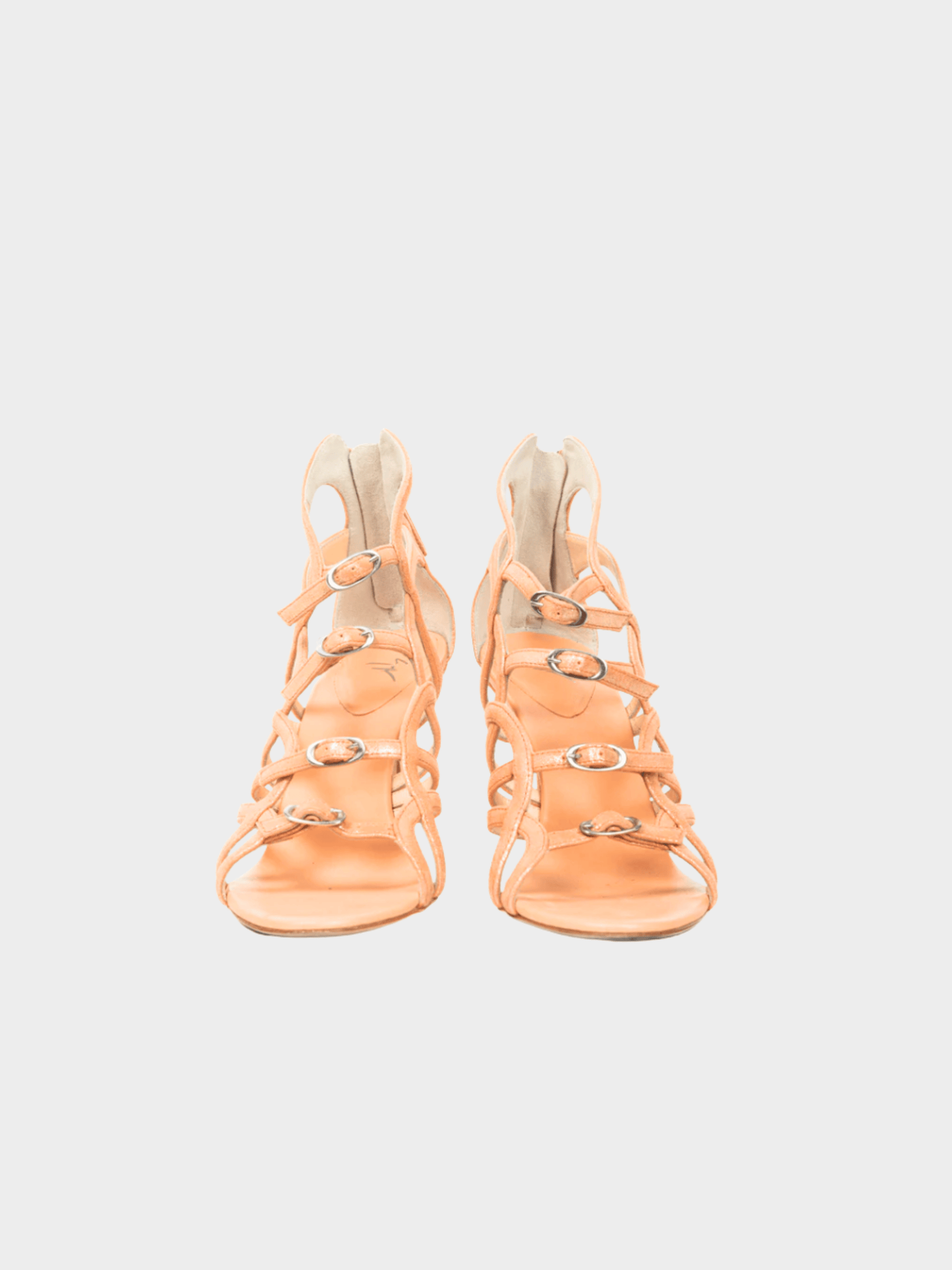 Giuseppe Zanotti 2000s Metallic Coral Suede Strappy Sandals
