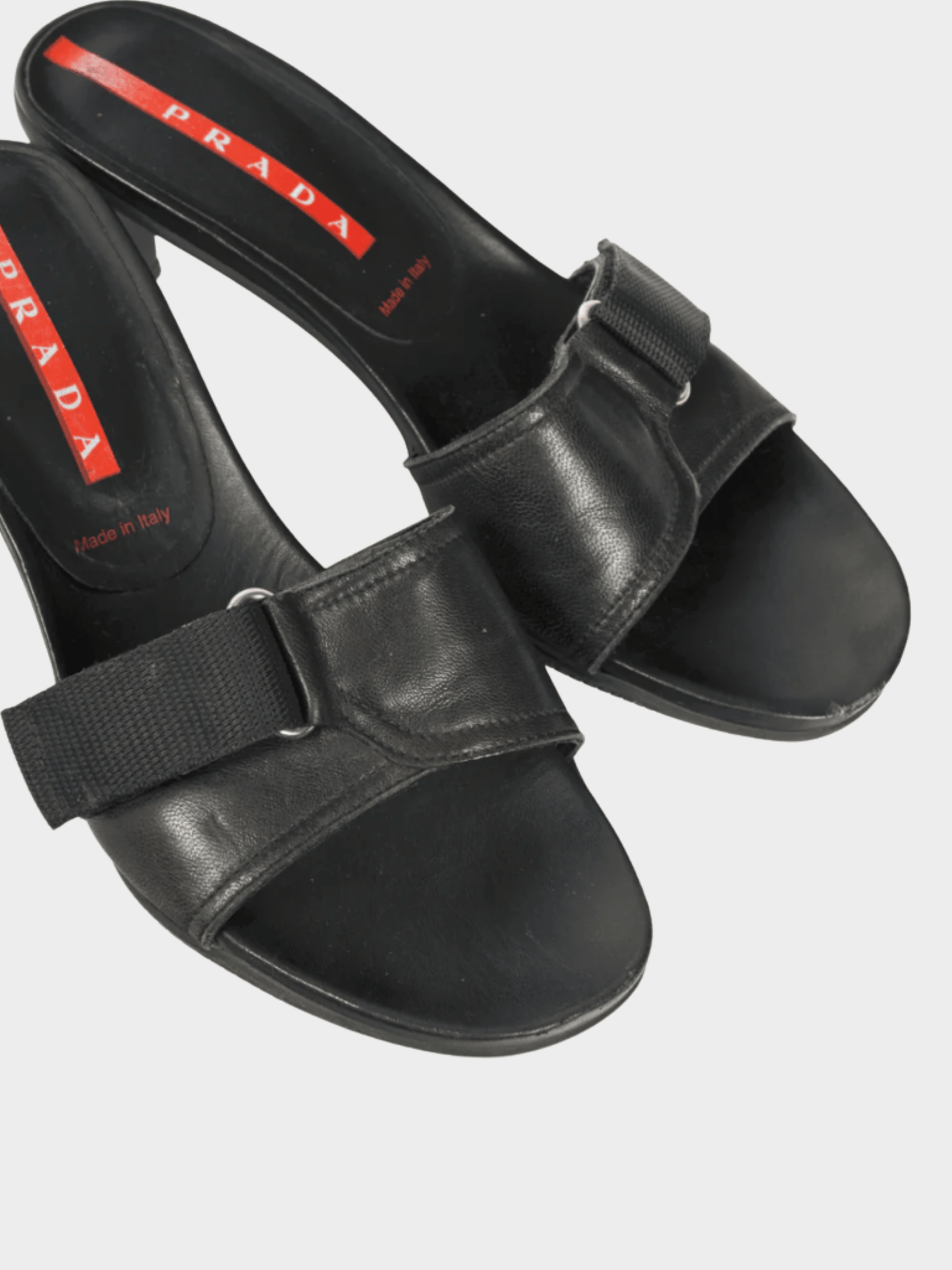 Prada 2000s Sport Black Leather Mule Sandals