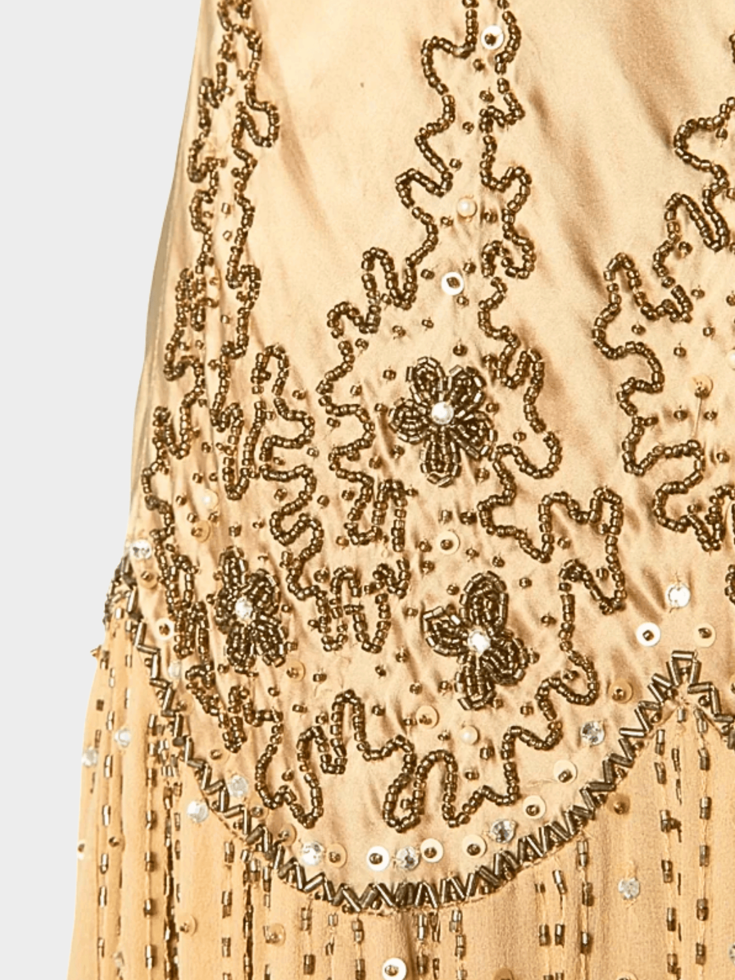 Versace 1990s Light Beige Beaded Midi Dress
