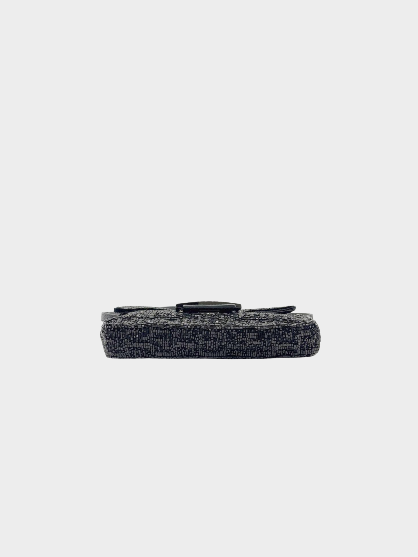 Fendi 2000s Black Beaded Baguette Shoulder Bag