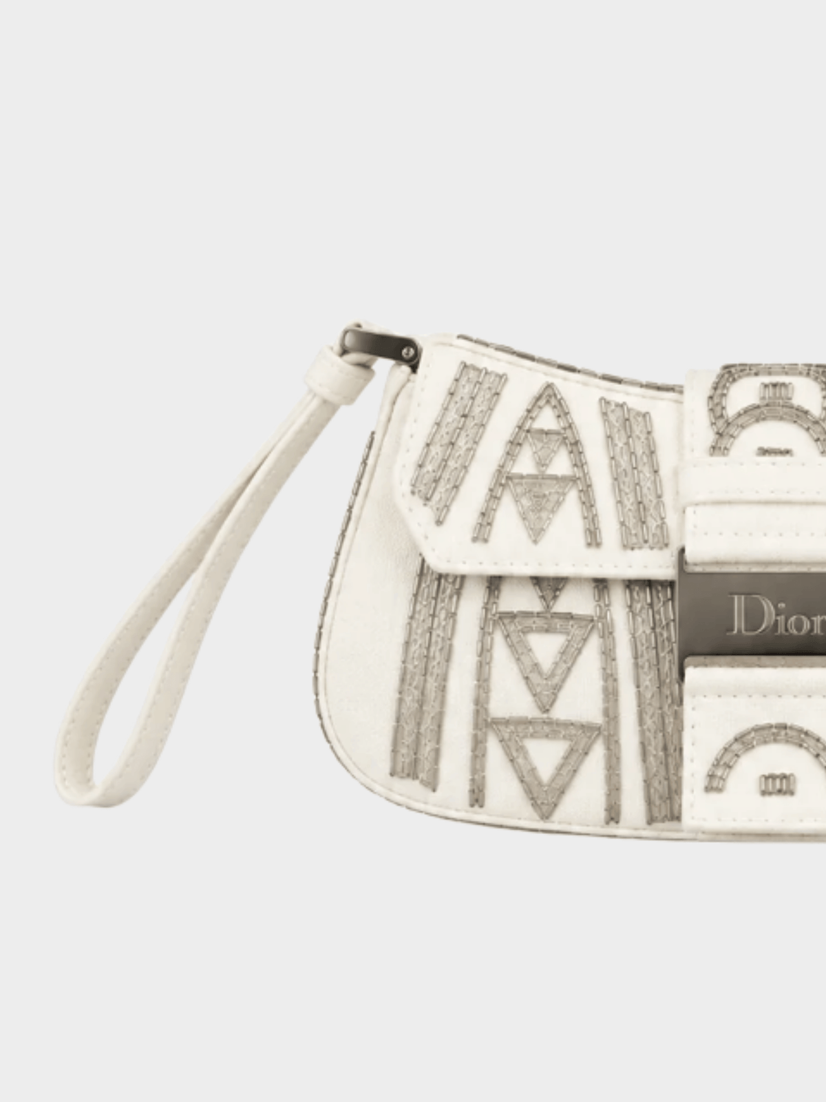 Christian Dior 2000s Limited Edition White Silk and Pearl Columbus Clutch