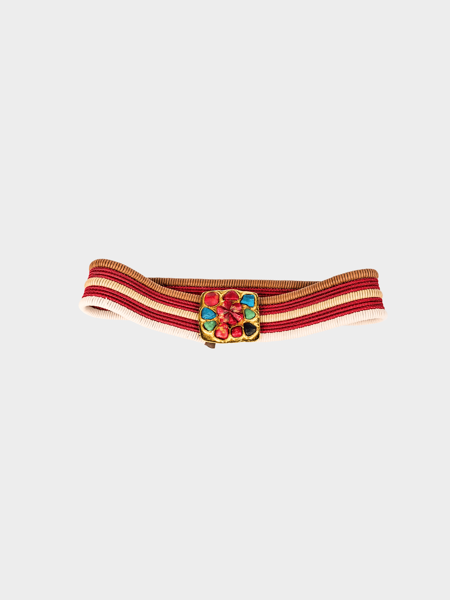 Yves Saint Laurent Rive Gauche 1970s Gold Stone Buckle Cord Belt