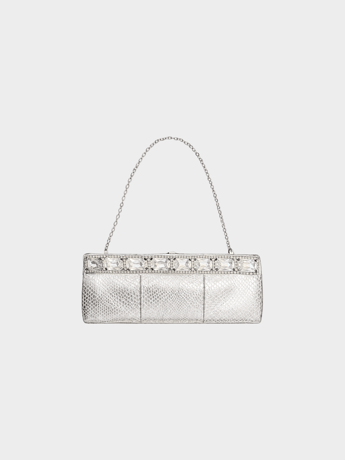 Valentino 2000s Silver Embellished Python Clutch