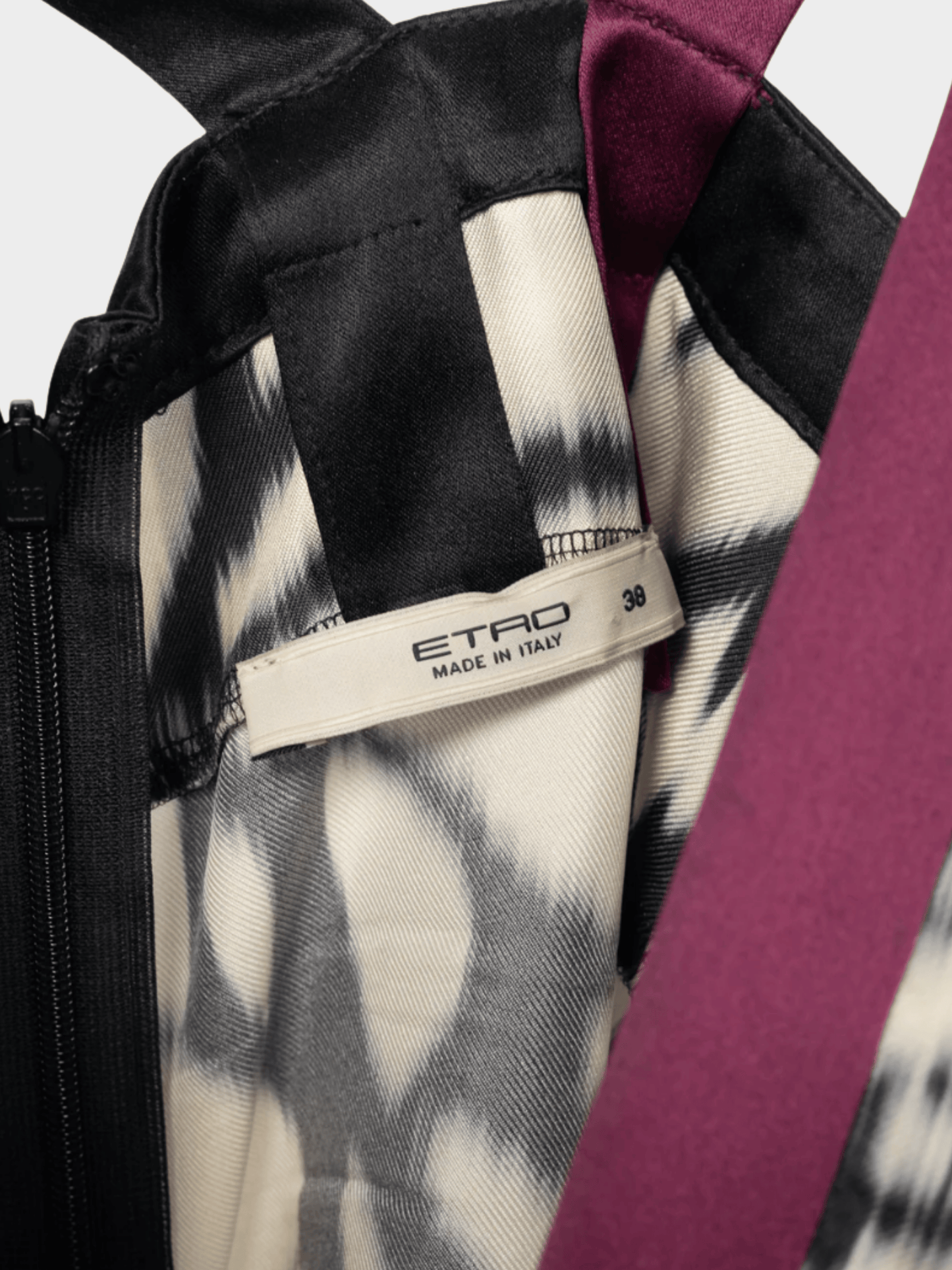 Etro 2000s White and Black Tie-Dye Silk-Satin Babydoll Tank