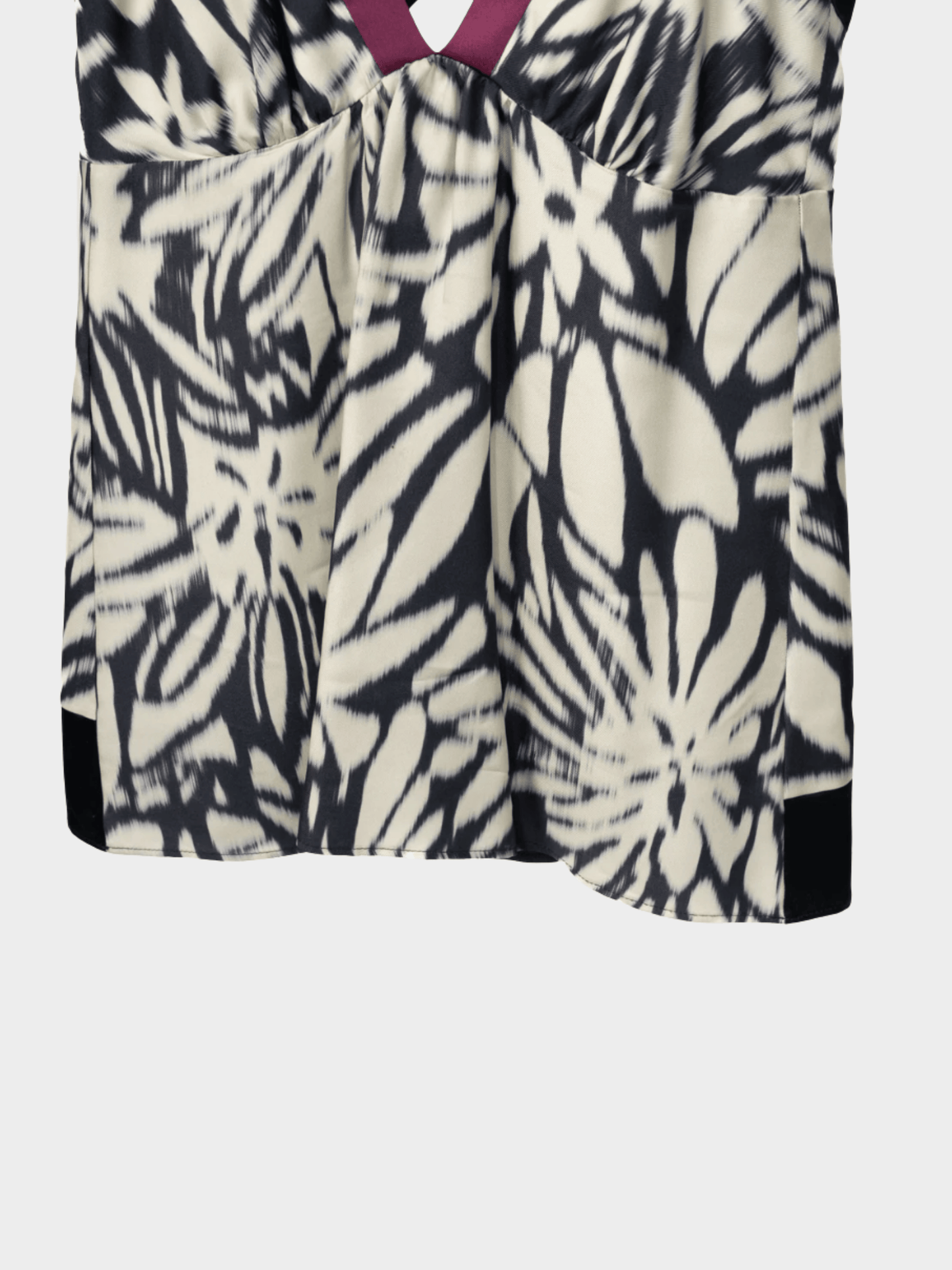 Etro 2000s White and Black Tie-Dye Silk-Satin Babydoll Tank
