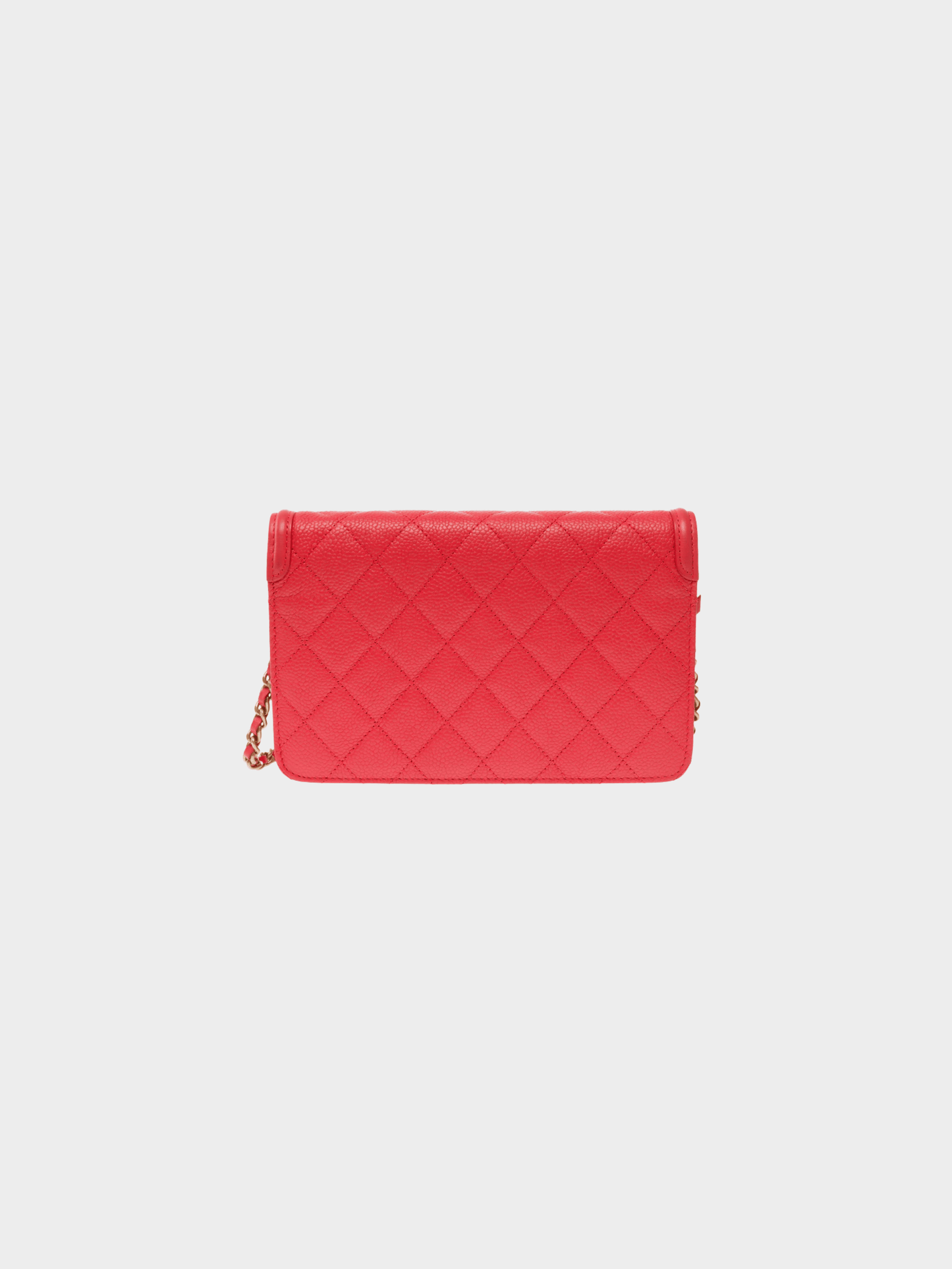 Chanel 2019 Red Caviar CC Filigree Wallet On Chain Crossbody Bag